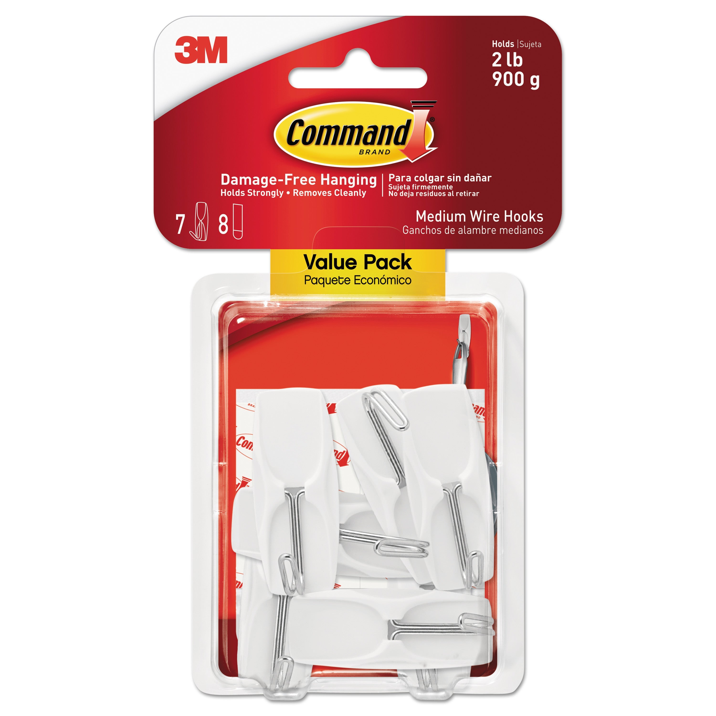 Command Medium Wire Hooks | White 7-Pack