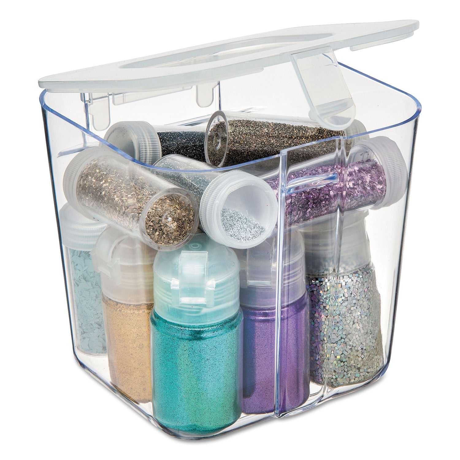 deflecto® Stackable Caddy Organizer, Small, Plastic, 4.33 x 4 x 4.38, White