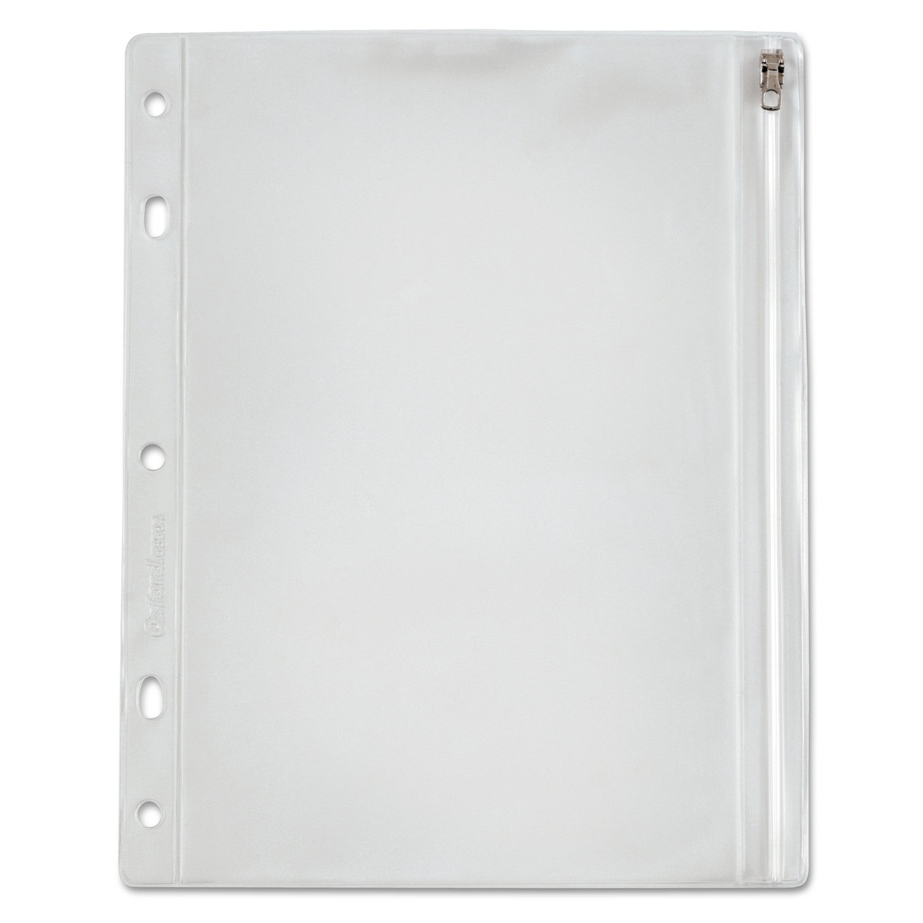 Oxford™ Zipper Binder Pocket, 2- to 5-Hole Punched, 8" x 10.5", Clear