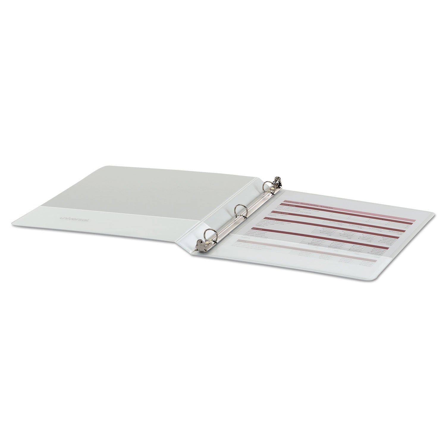 Universal® Economy Round Ring View Binder, 3 Rings, 0.5" Capacity, 11 X 8.5, White