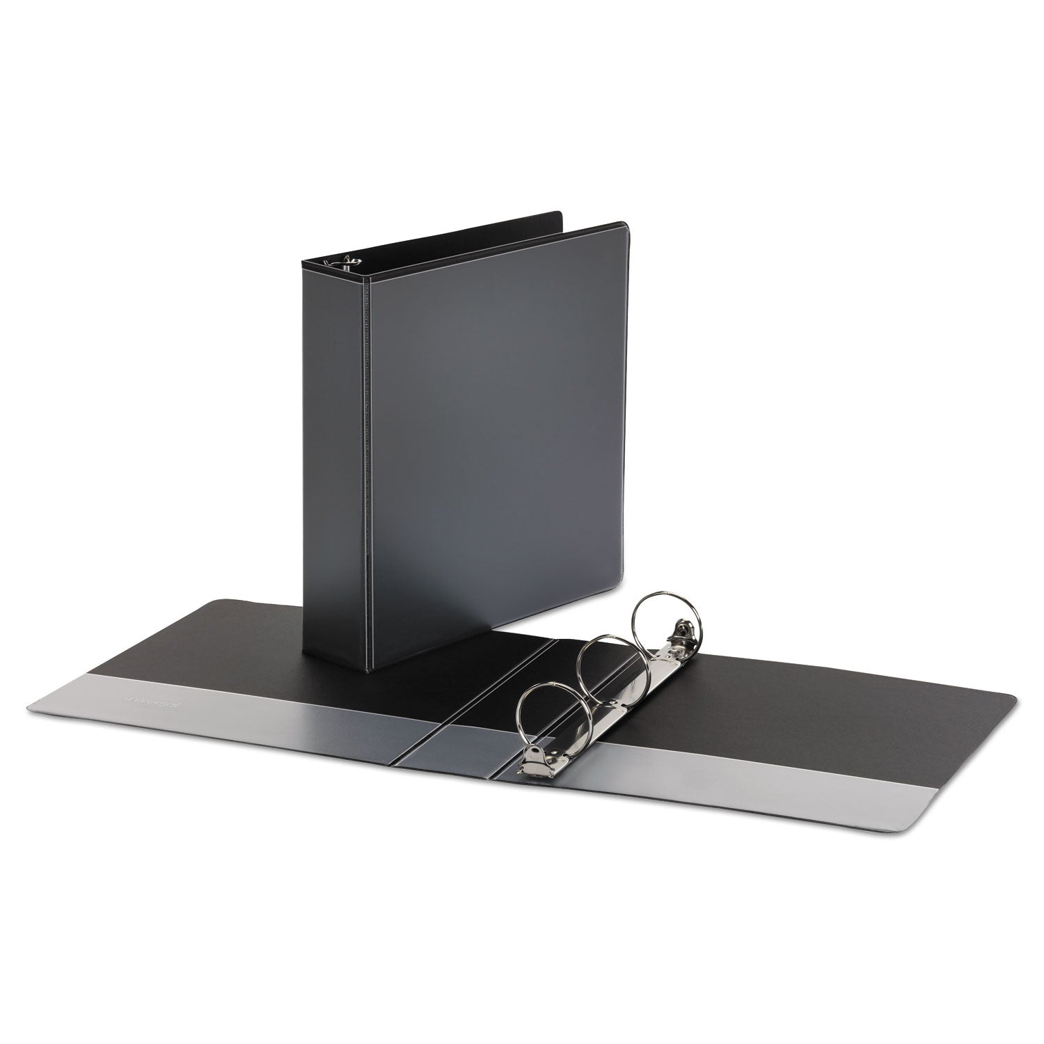 Universal® Economy Round Ring View Binder, 3 Rings, 2" Capacity, 11 X 8.5, Black