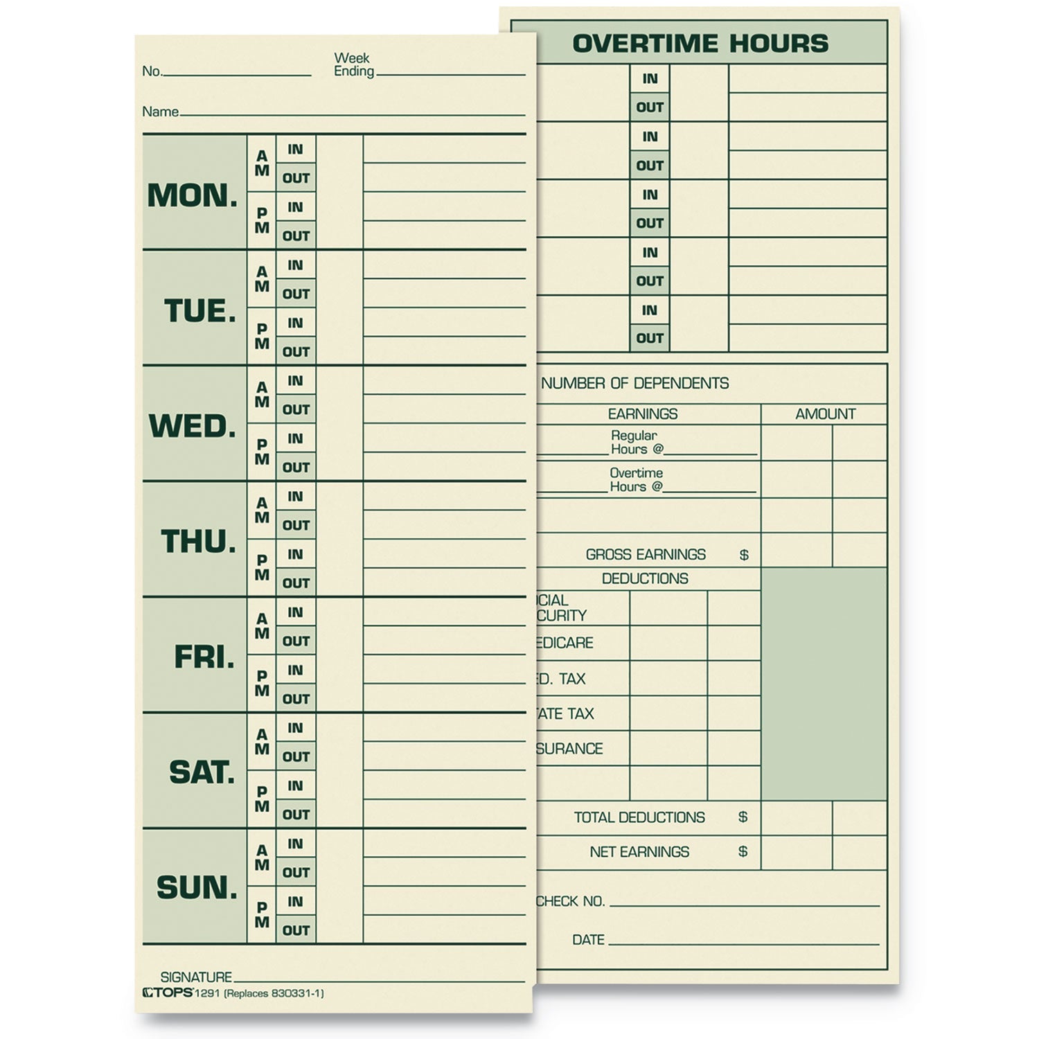 Time Clock Cards | TOPS™ Replacement 331-10