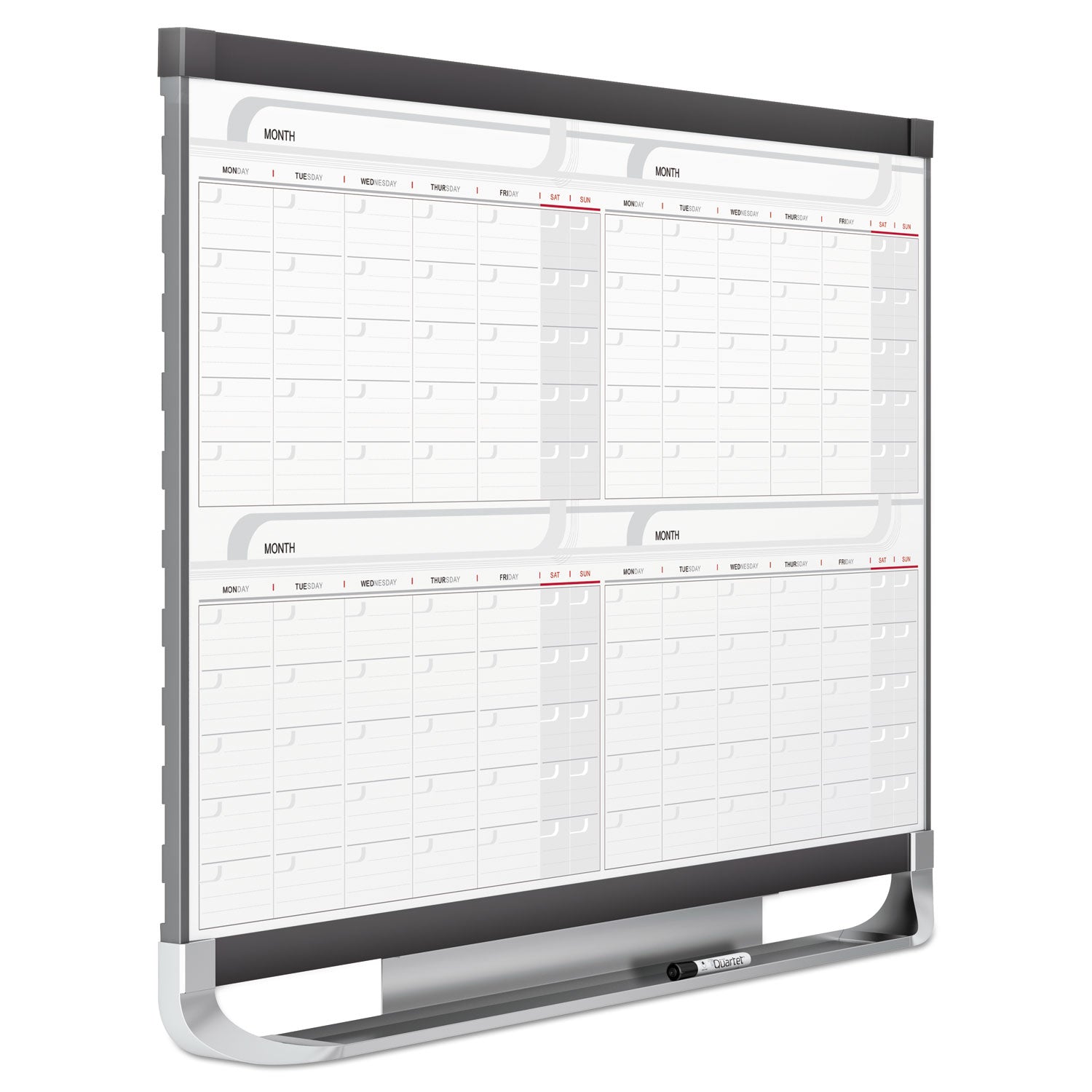 Quartet® Prestige 2 Magnetic Total Erase Four-Month Calendar, 48" x 36", White Surface, Graphite Gray Fiberboard/Plastic Frame