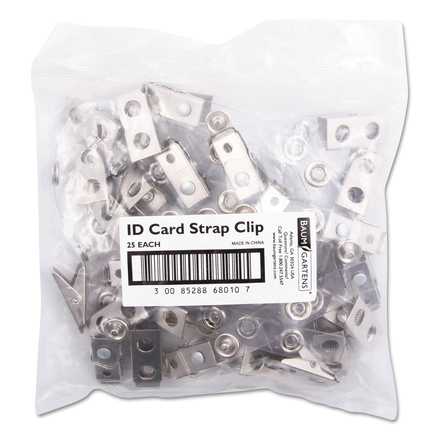 SICURIX® Sicurix Id Strap Clips, 0.38" X 2.75", Clear, 25/pack