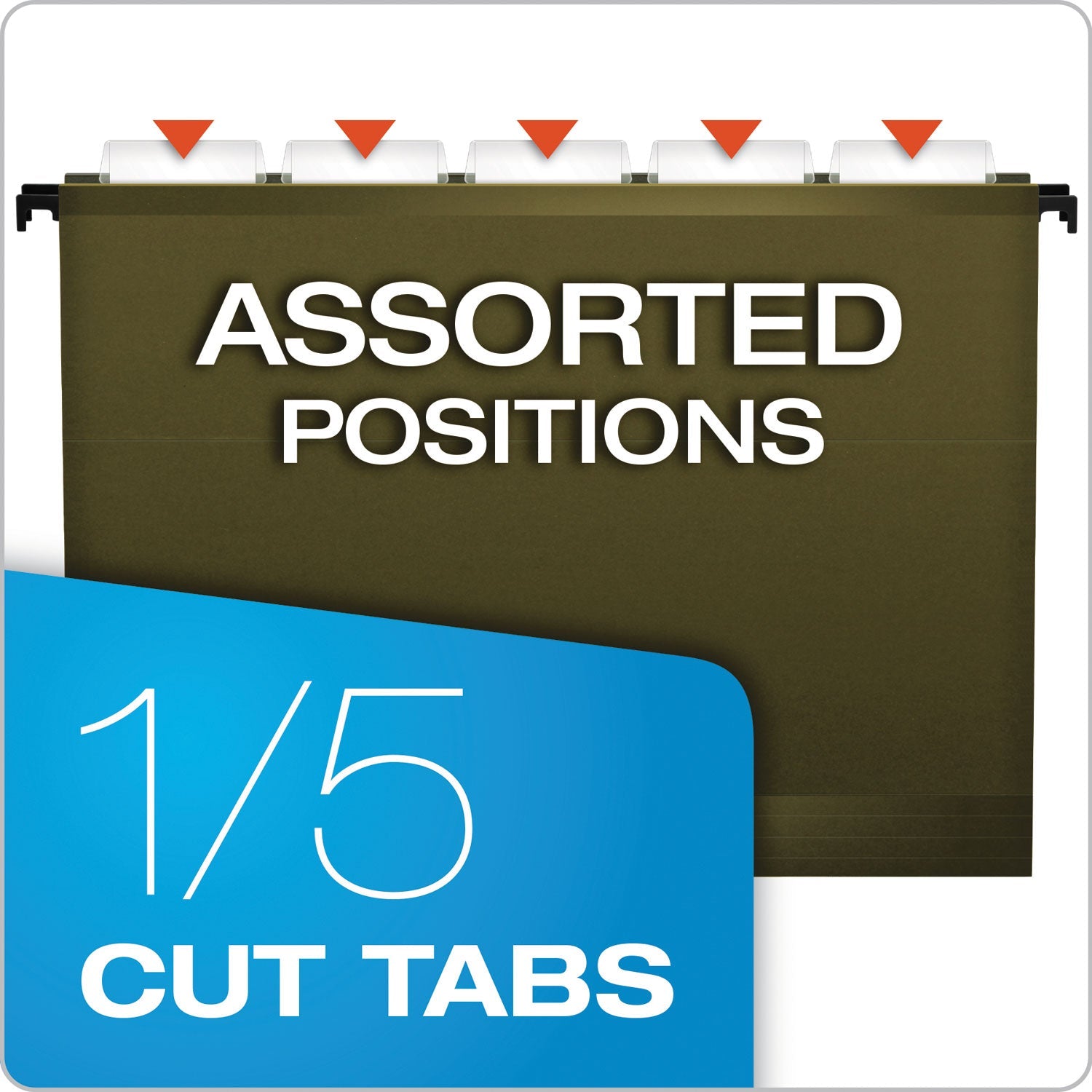 Pendaflex® Standard Green Hanging Folders, Legal Size, 1/5-Cut Tabs, Standard Green, 25/Box