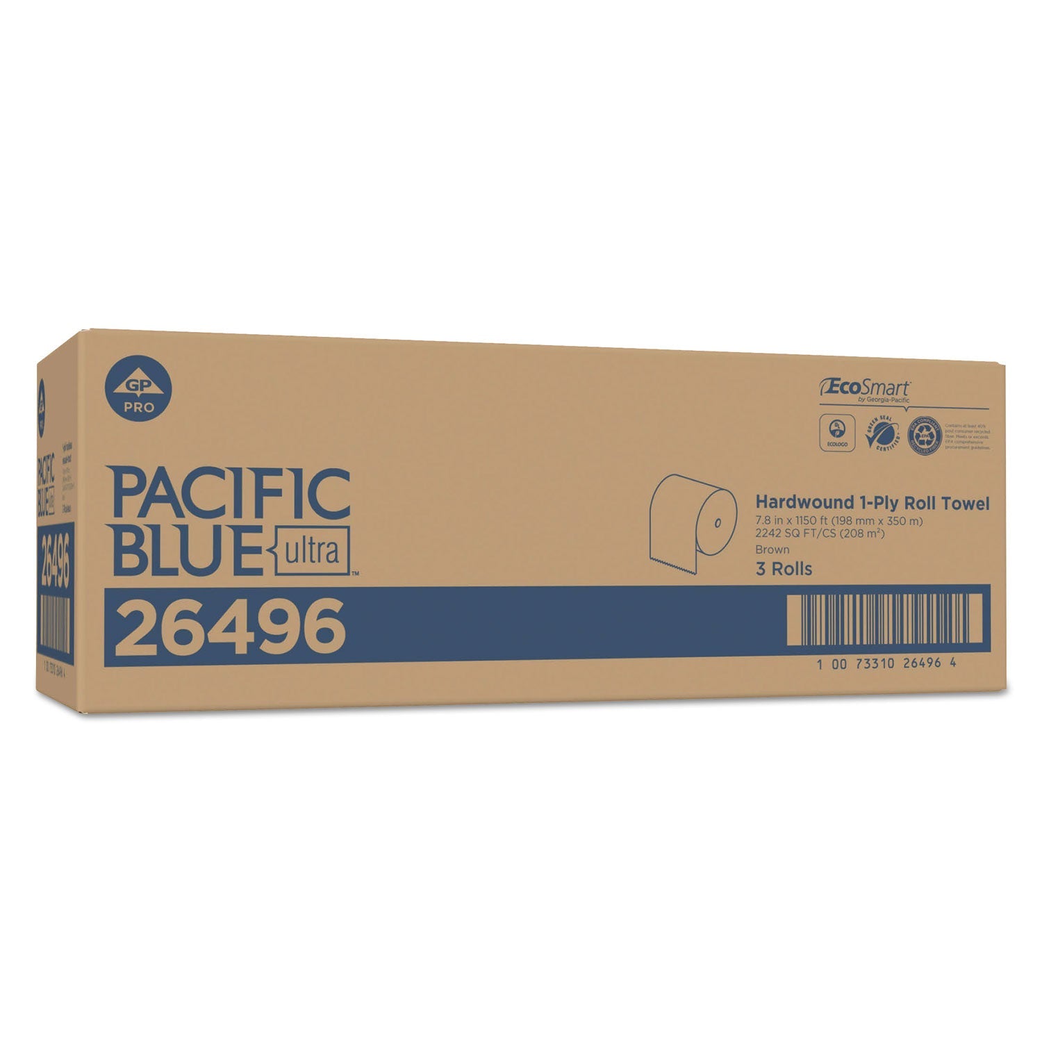 Georgia Pacific® Professional Pacific Blue Ultra Paper Towels, 1-Ply, 7.87" x 1,150 ft, Natural, 3 Rolls/Carton