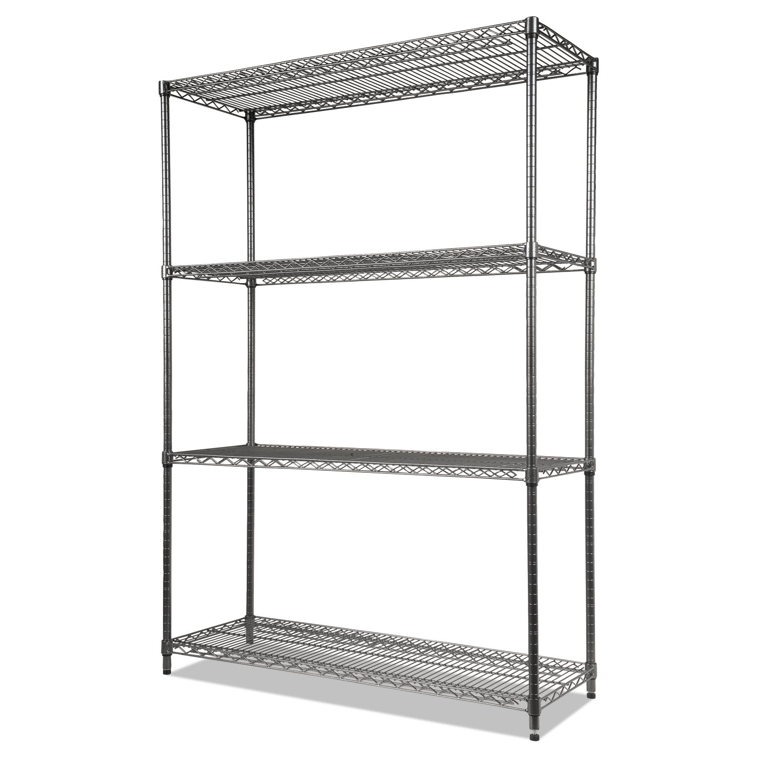 Alera® Wire Shelving Starter Kit, Four-Shelf, 48w X 18d X 72h, Black Anthracite