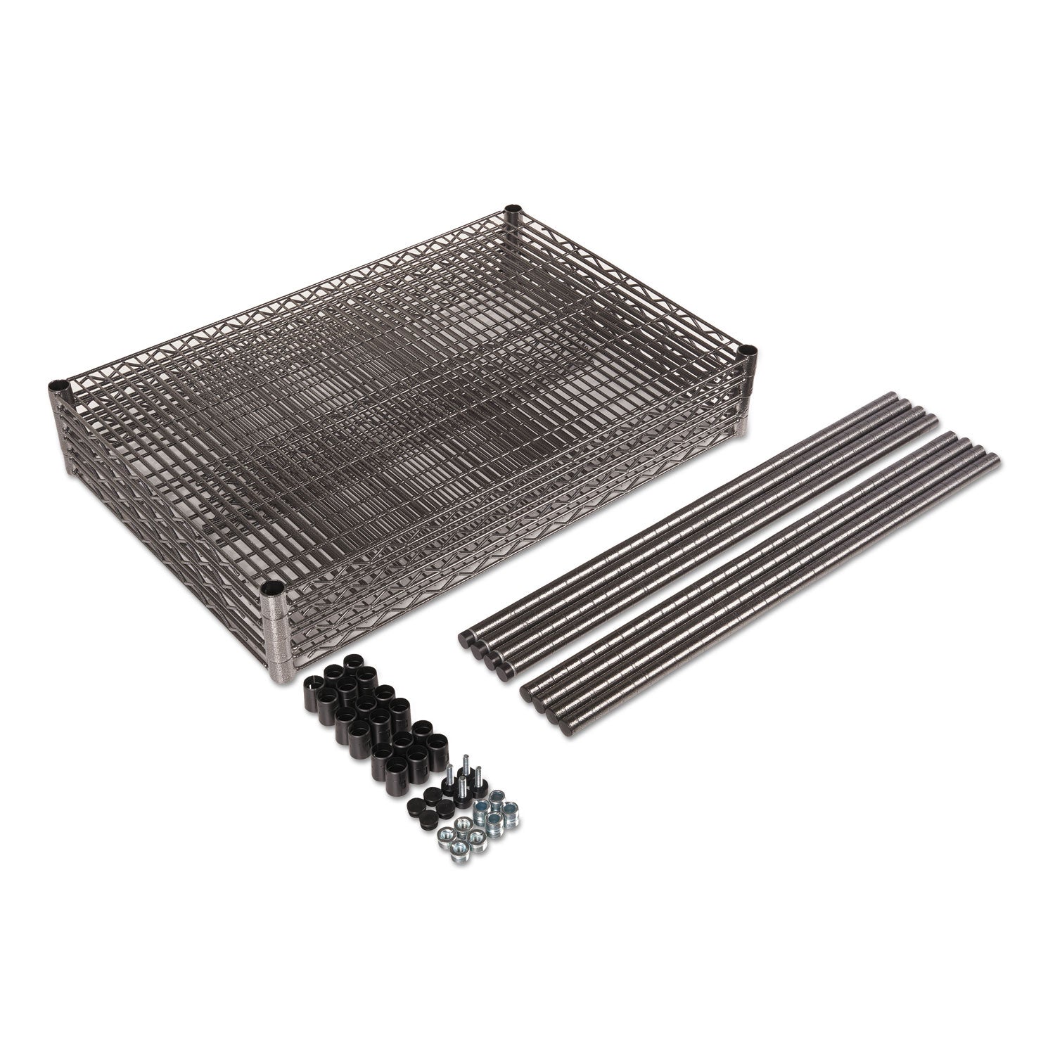 Alera® Wire Shelving Starter Kit, Four-Shelf, 48w X 18d X 72h, Black Anthracite