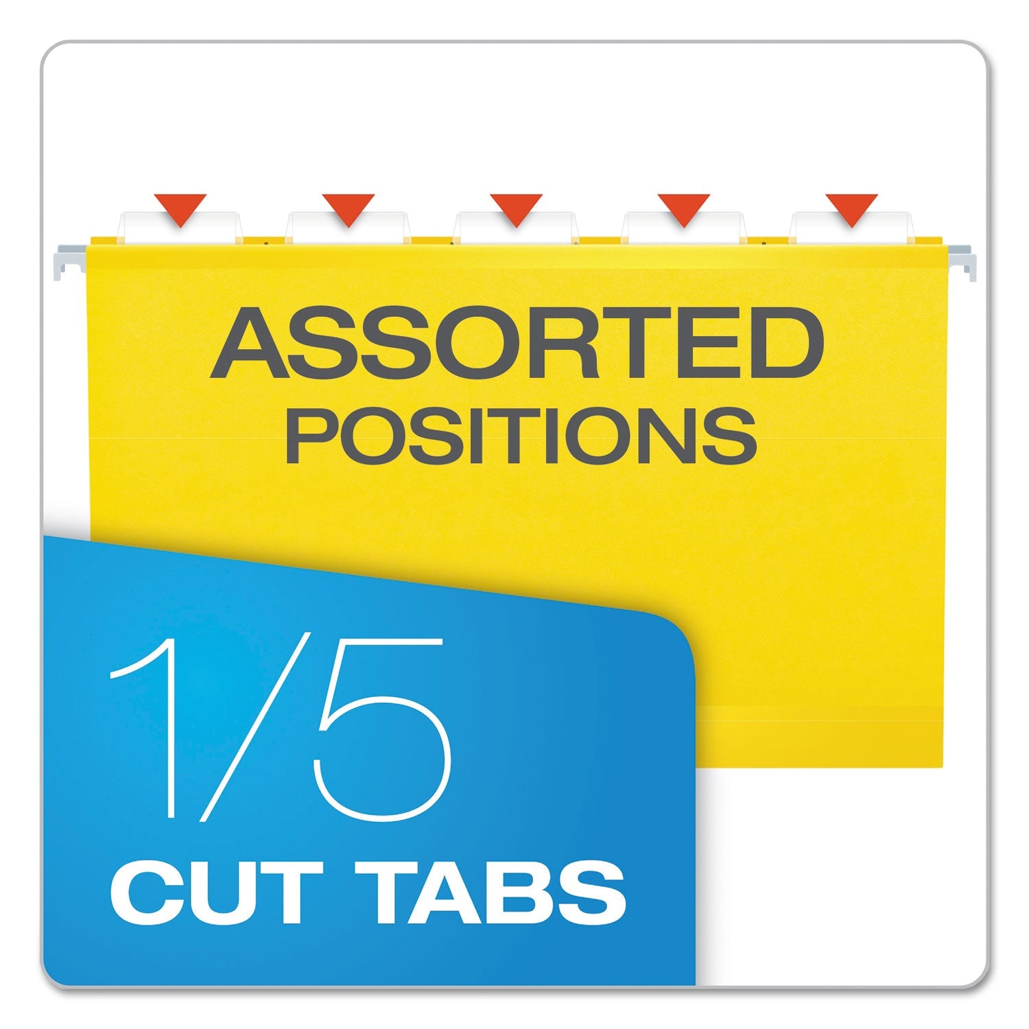 Pendaflex® Extra Capacity Reinforced Hanging File Folders with Box Bottom, 2" Capacity, Legal Size, 1/5-Cut Tabs, Yellow, 25/Box