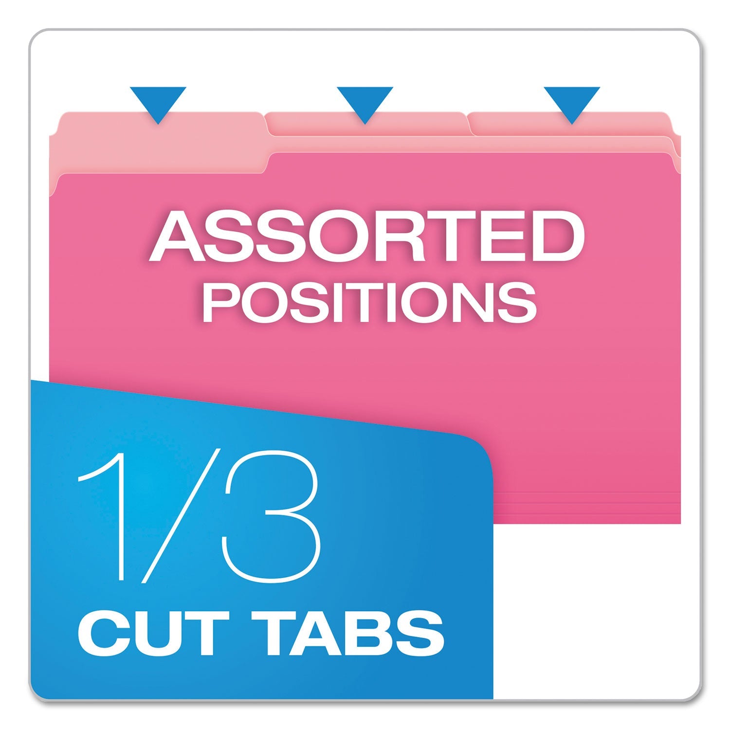 Pendaflex® Colored File Folders, 1/3-Cut Tabs: Assorted, Legal Size, Pink/Light Pink, 100/Box