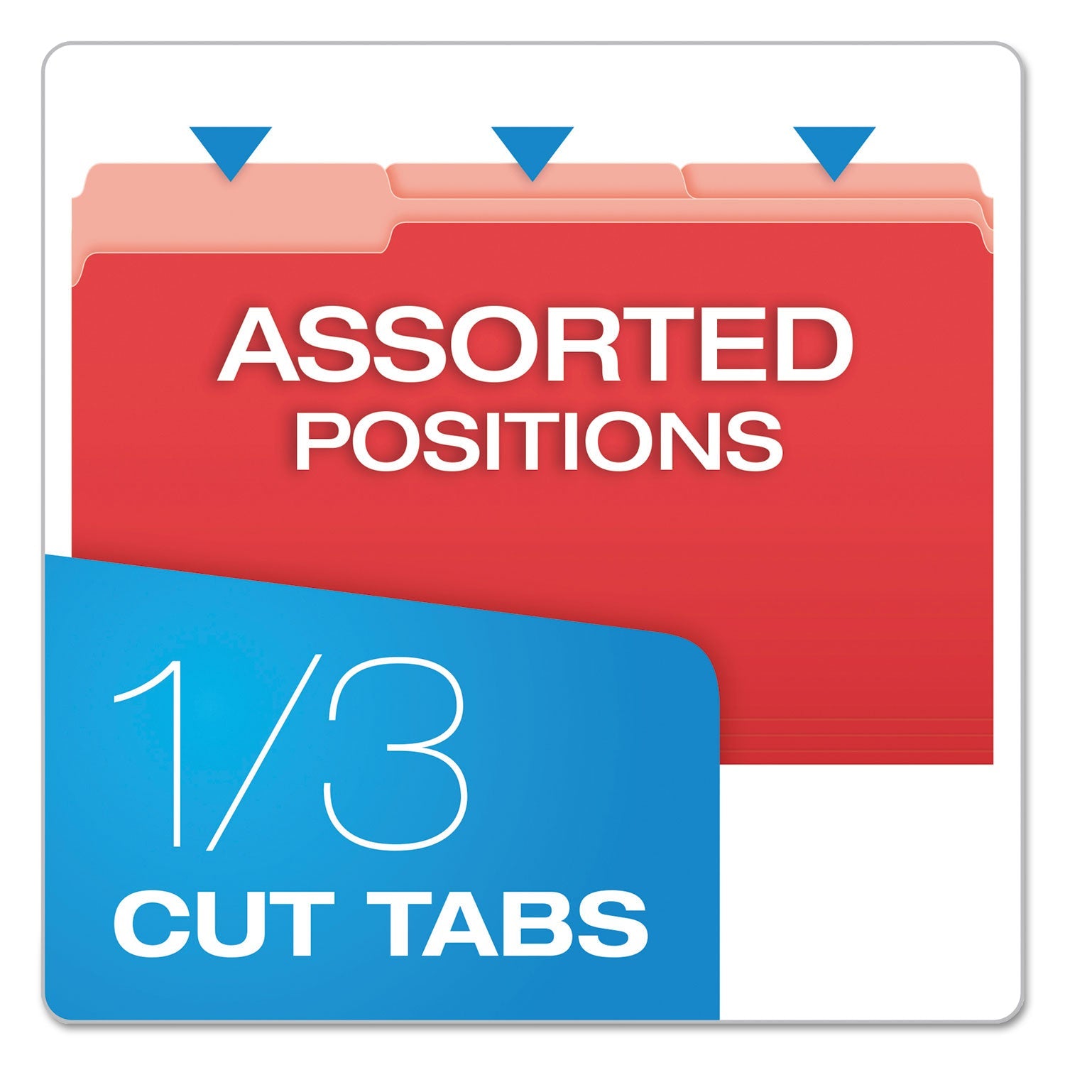Pendaflex® Colored File Folders, 1/3-Cut Tabs: Assorted, Legal Size, Red/Light Red, 100/Box