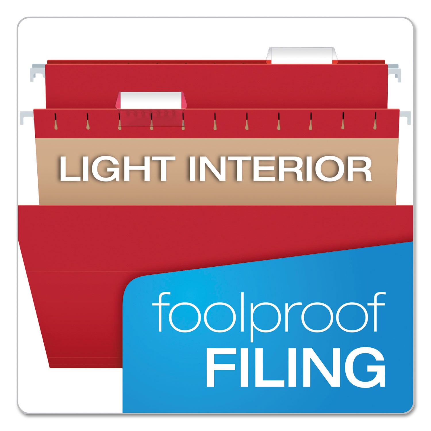 Pendaflex® Colored Hanging Folders, Letter Size, 1/5-Cut Tabs, Red, 25/Box