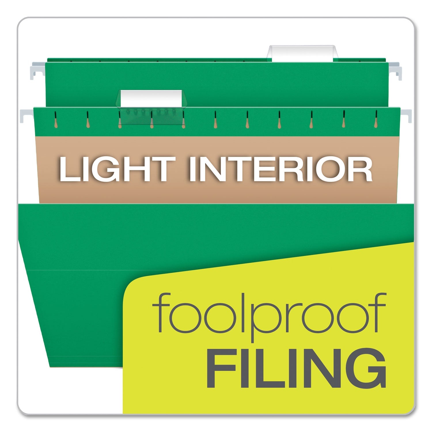 Pendaflex® Colored Hanging Folders, Letter Size, 1/5-Cut Tabs, Bright Green, 25/Box