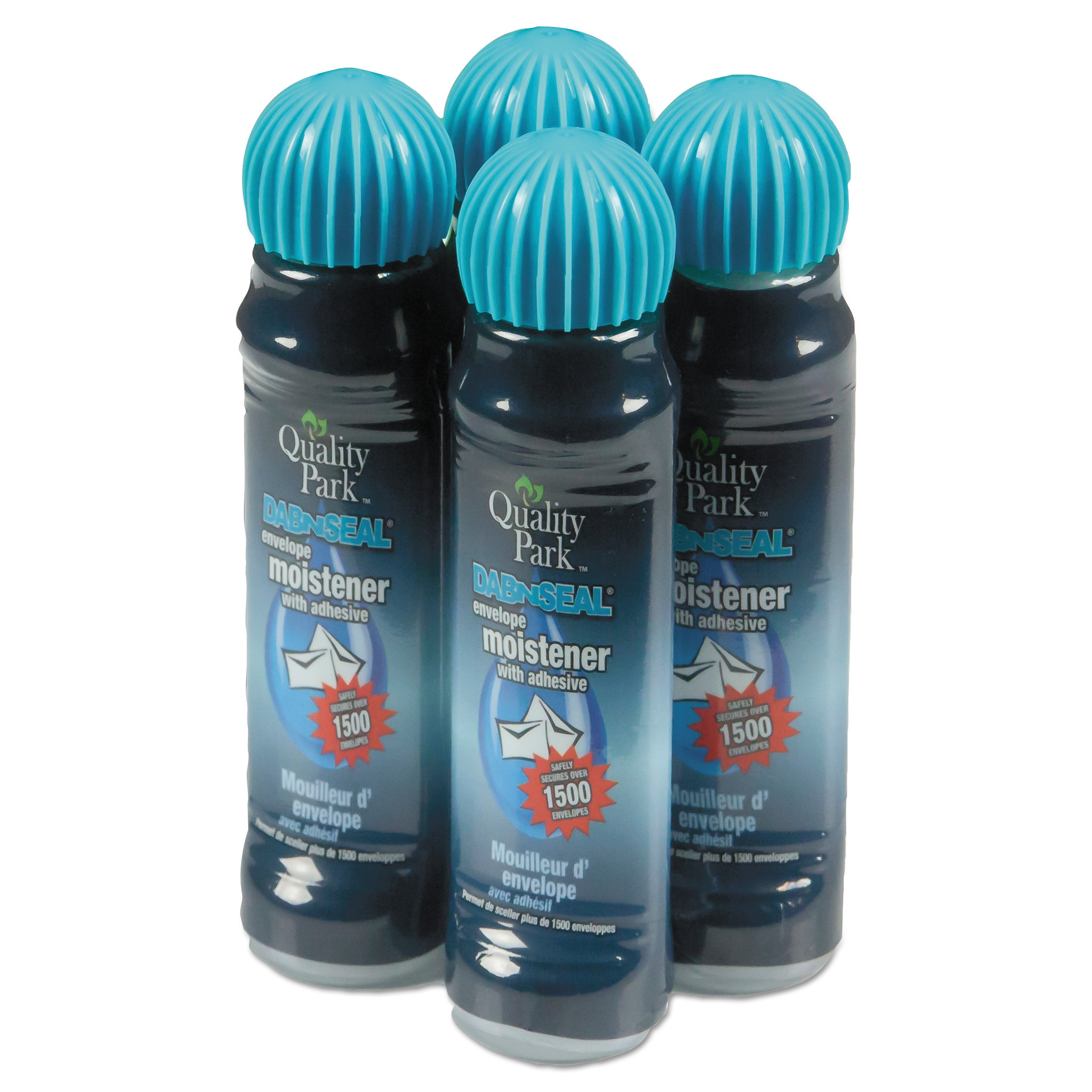 Quality Park™ Envelope Moistener with Adhesive, 50 mL, Clear, 4/Pack