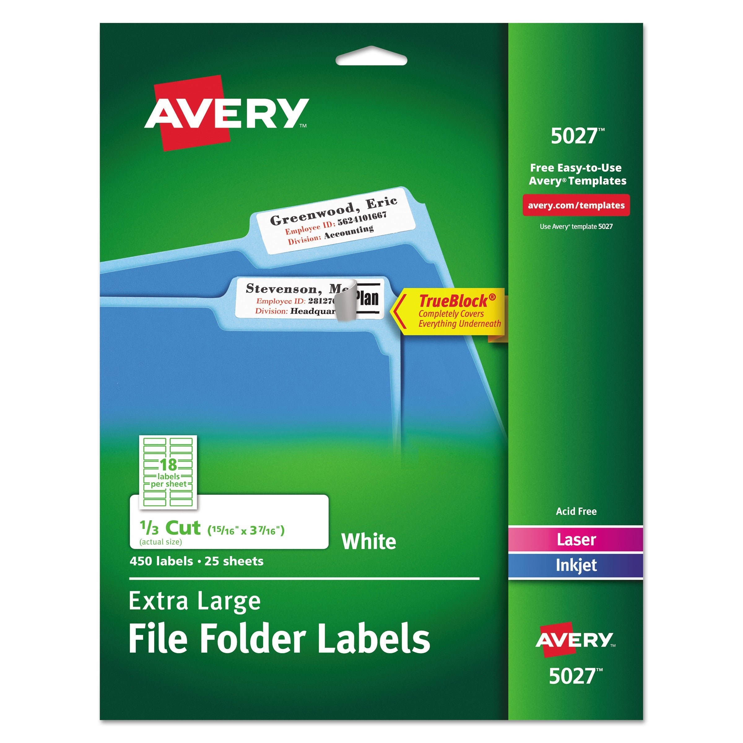 Extra-Large File Folder Labels | White | 450/pack