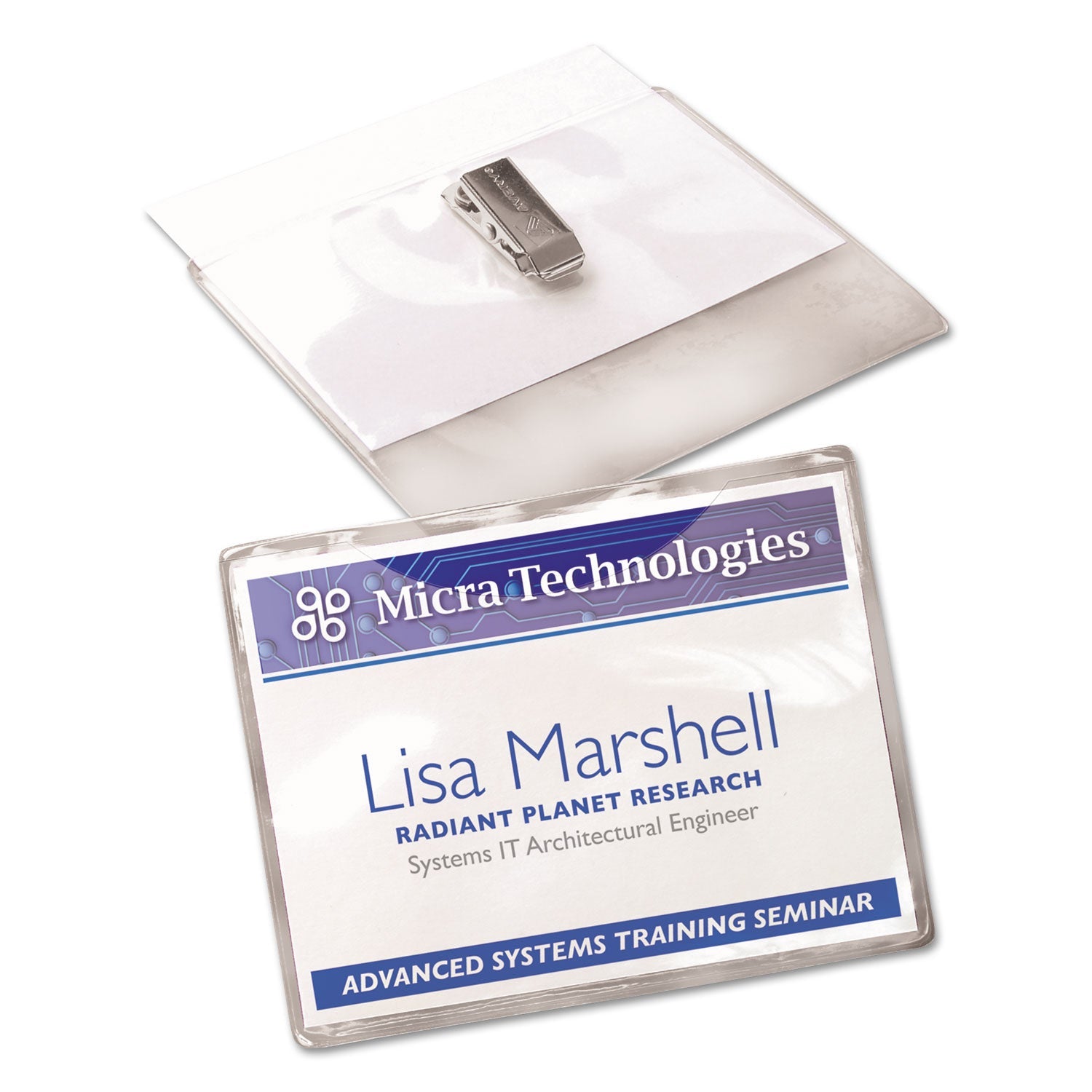 Avery® Clip-Style Badge Holder With Laser/inkjet Insert, Top Load, 3.5 X 2.25, White, 100/box