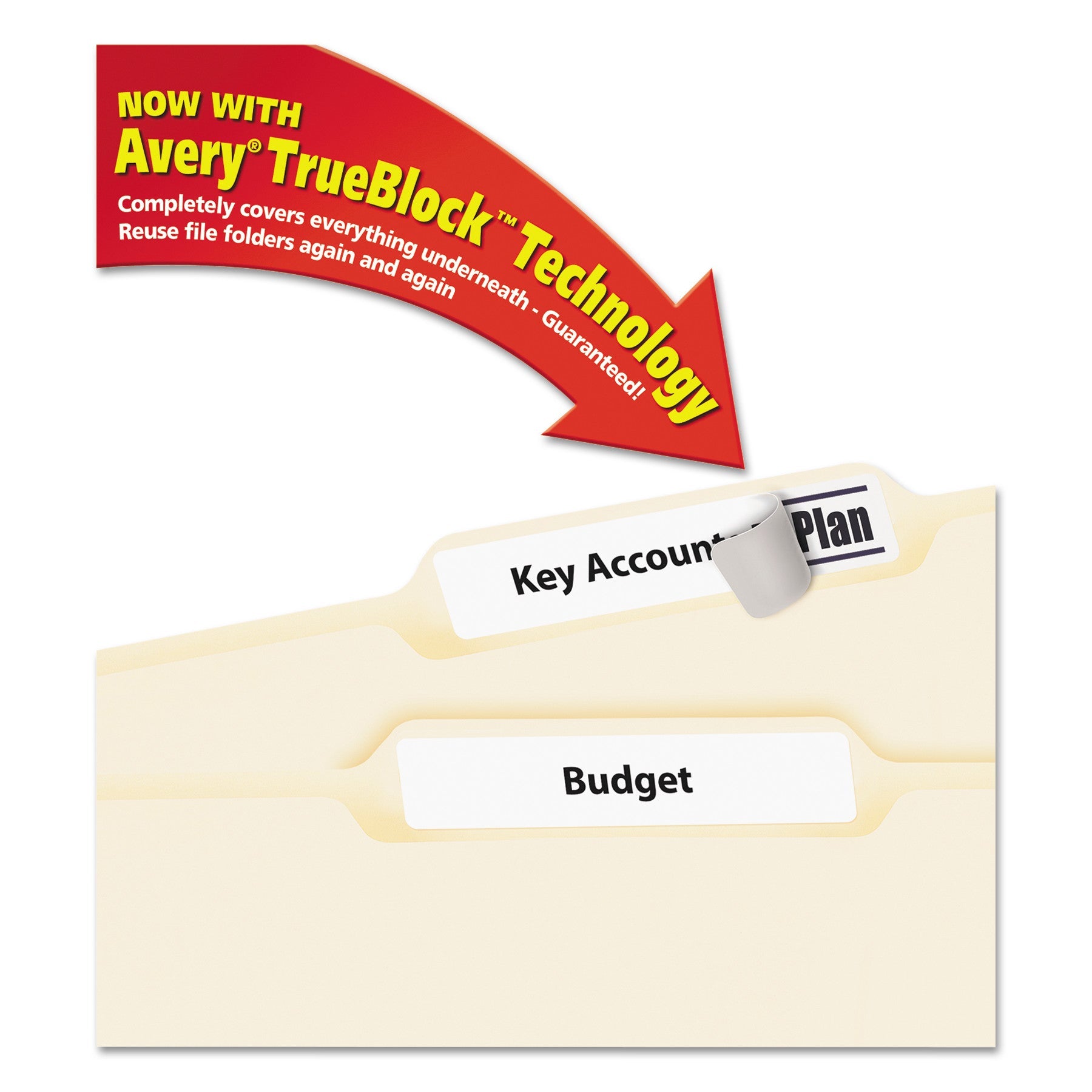 Avery® Permanent Trueblock File Folder Labels With Sure Feed Technology, 0.66 X 3.44, White, 30/sheet, 60 Sheets/box