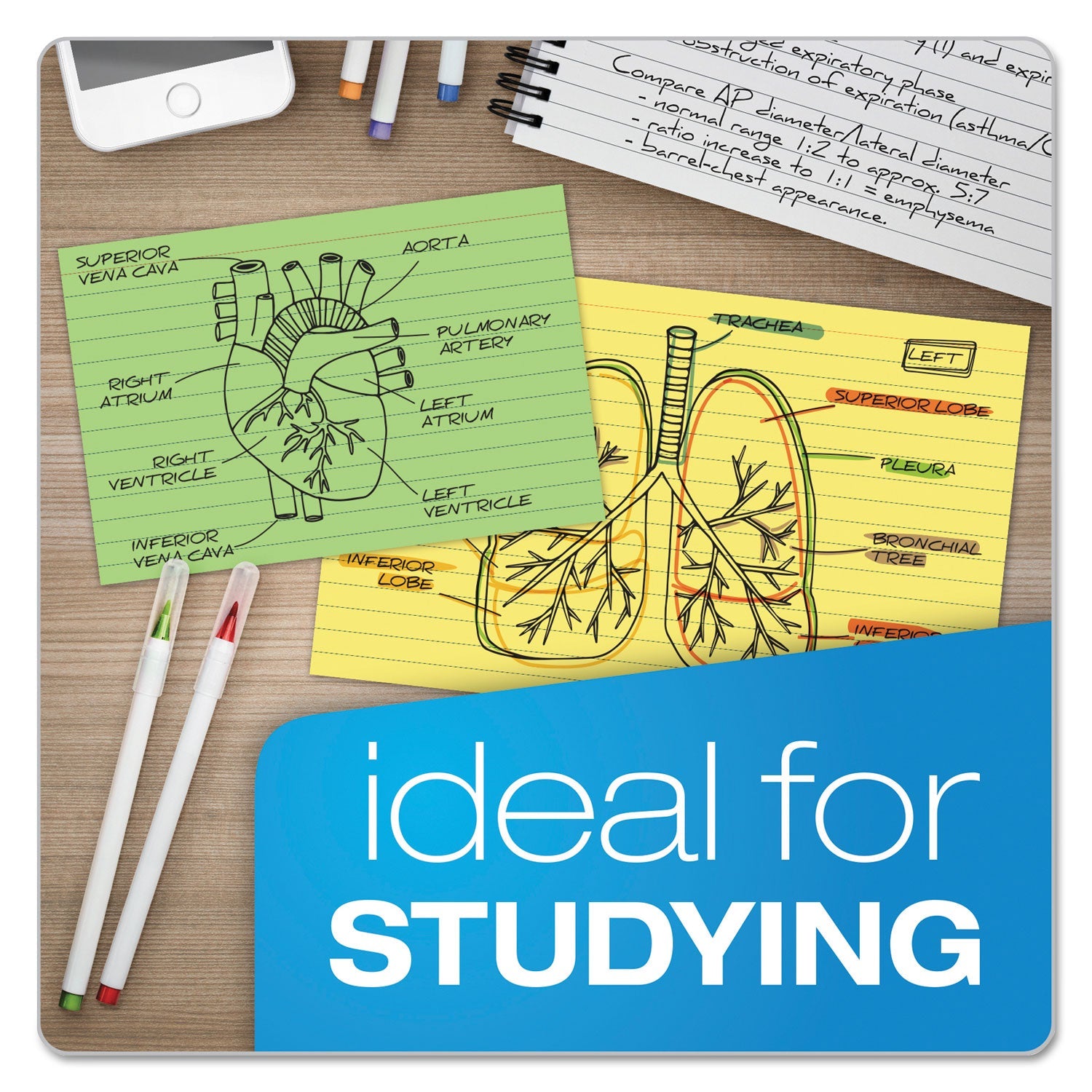Oxford™ Unruled Index Cards, 4 X 6, Green, 100/pack