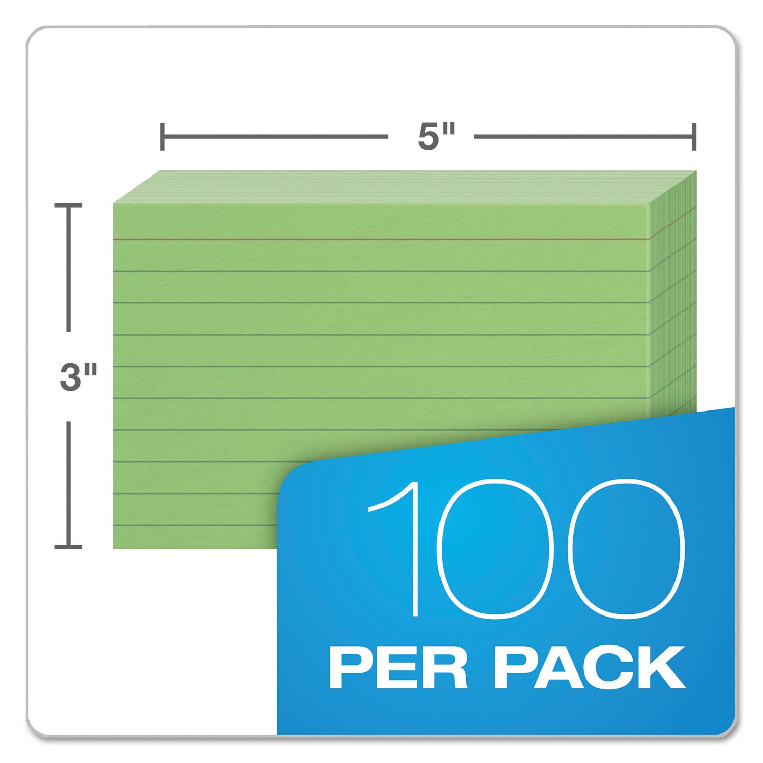 Oxford™ Ruled Index Cards, 3 X 5, Green, 100/pack