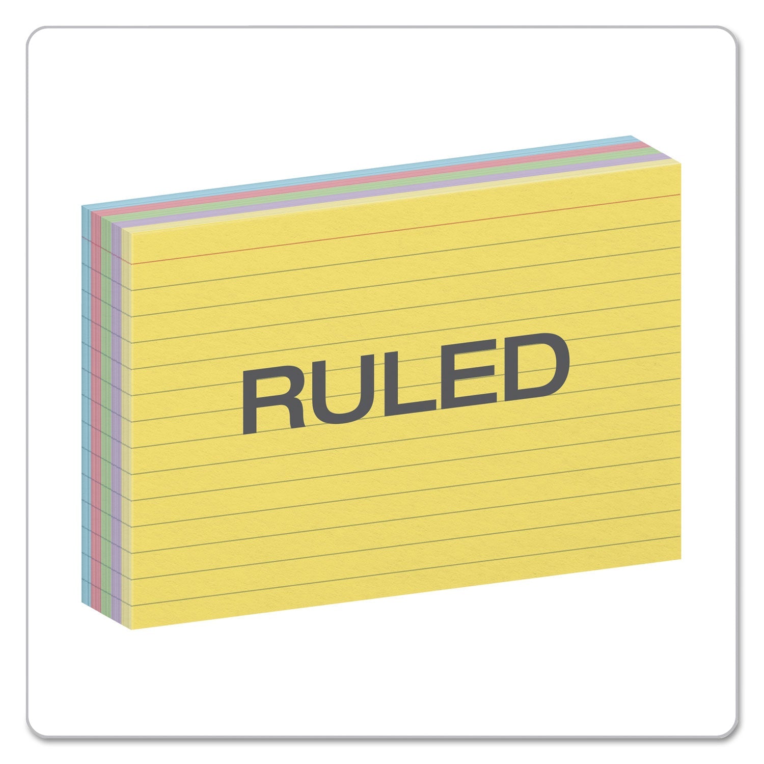Oxford™ Ruled Index Cards, 4 X 6, Blue/violet/canary/green/cherry, 100/pack