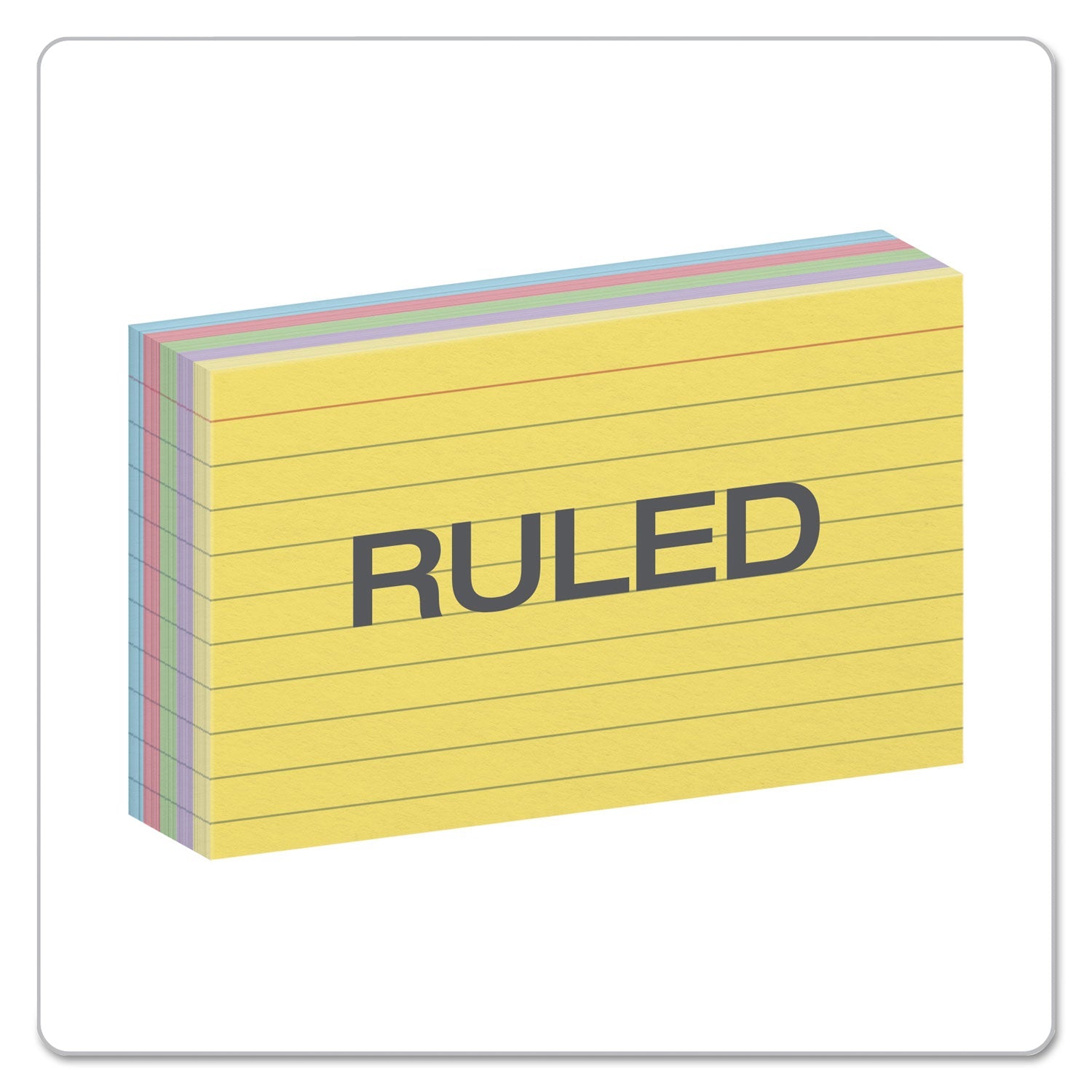Oxford™ Ruled Index Cards, 3 X 5, Blue/violet/canary/green/cherry, 100/pack