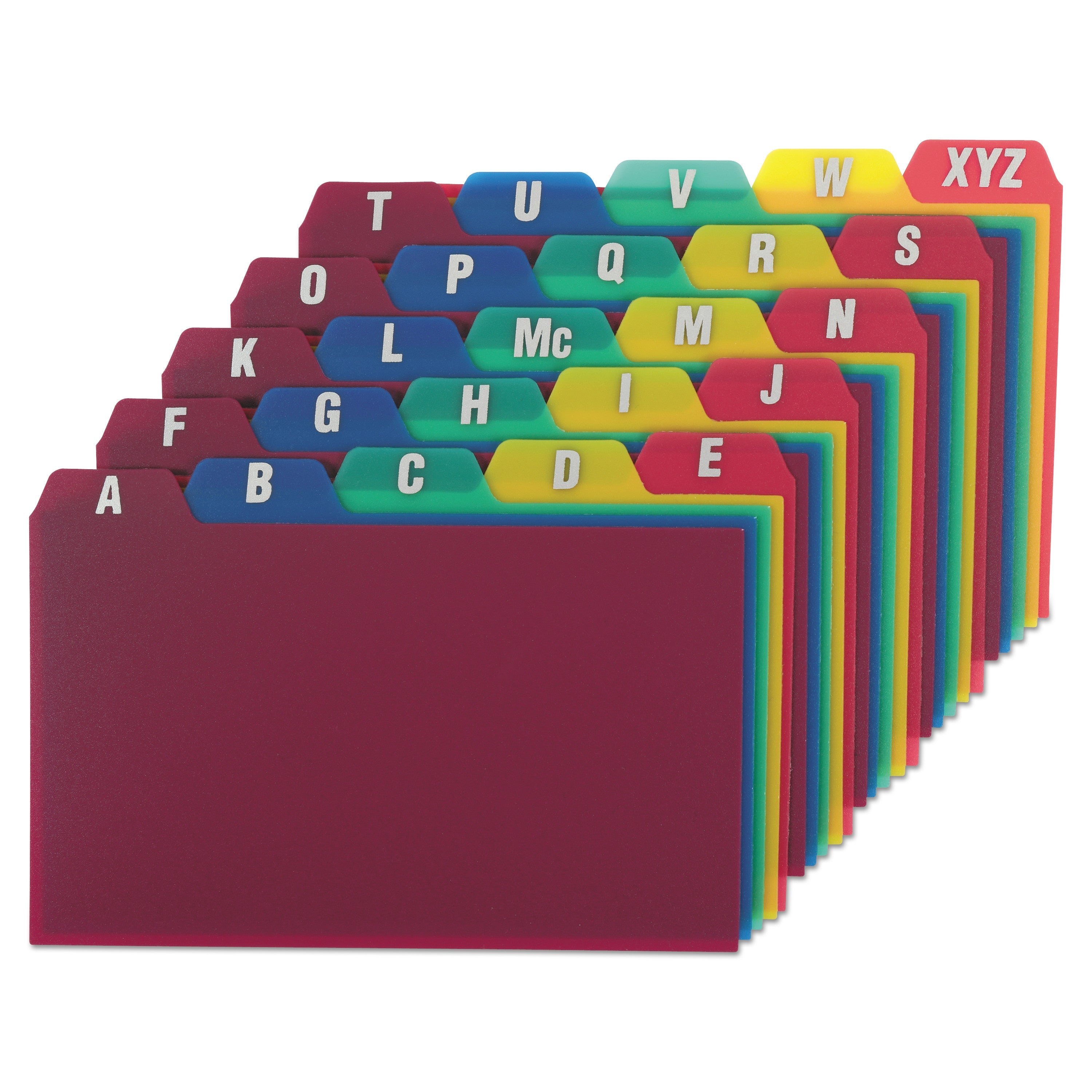 Oxford™ Durable Poly A-Z Card Guides, 1/5-Cut Top Tab, A To Z, 3 X 5, Assorted Colors, 25/set