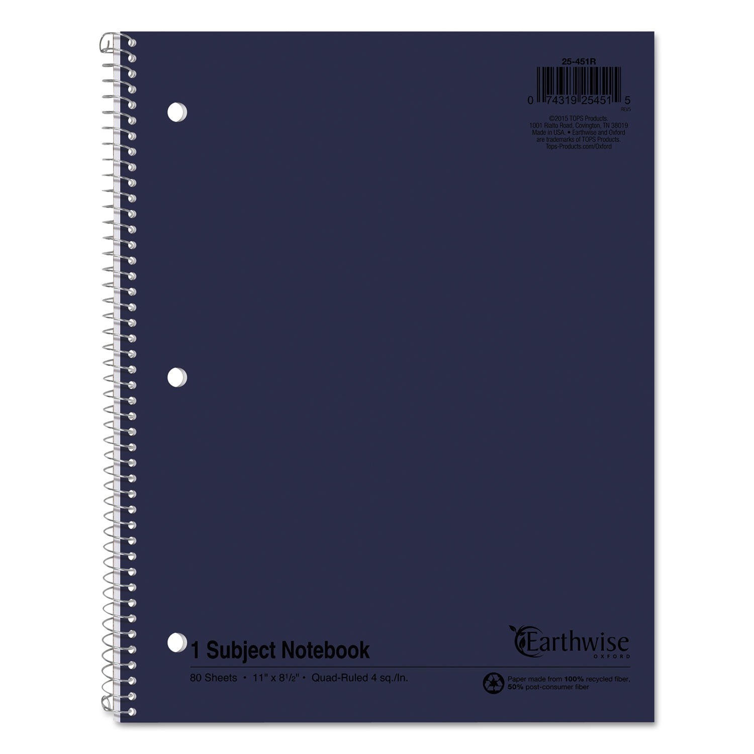 Recycled Single Subject Notebook | Quadrille