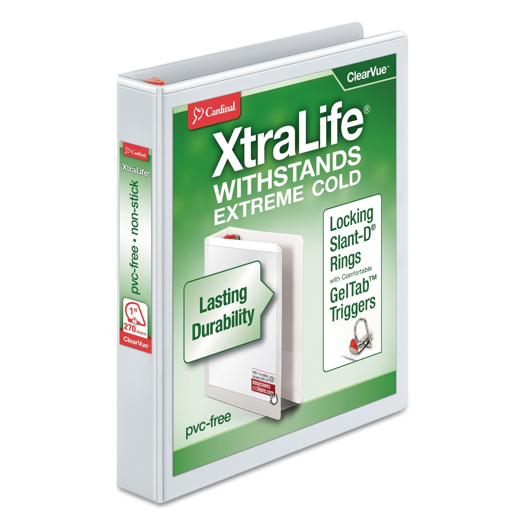 XtraLife ClearVue Slant-D Ring Binder | 1" Wht