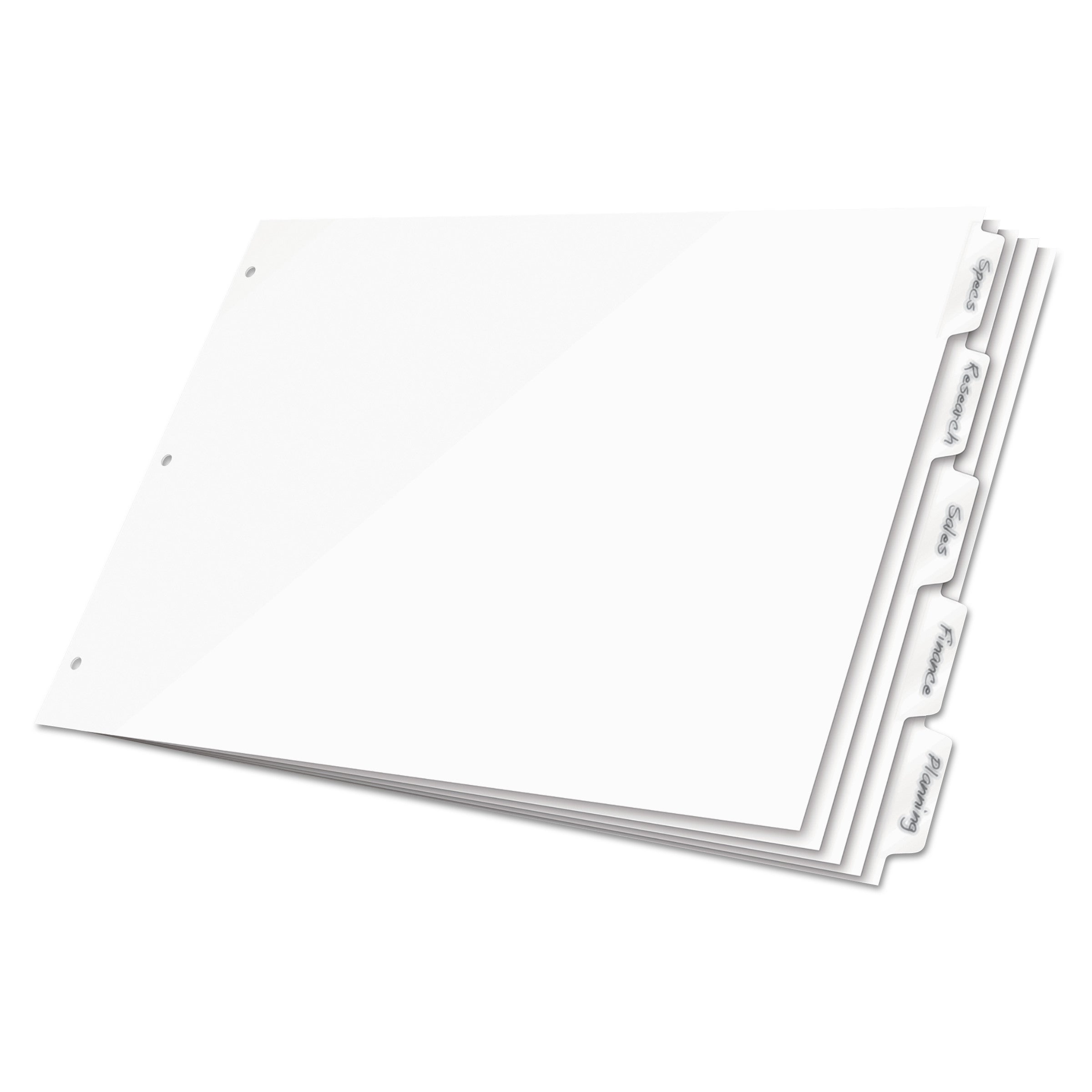 Cardinal® Write 'n Erase Tabloid Index Dividers, 5-Tab, 11 X 17, White, 1 Set