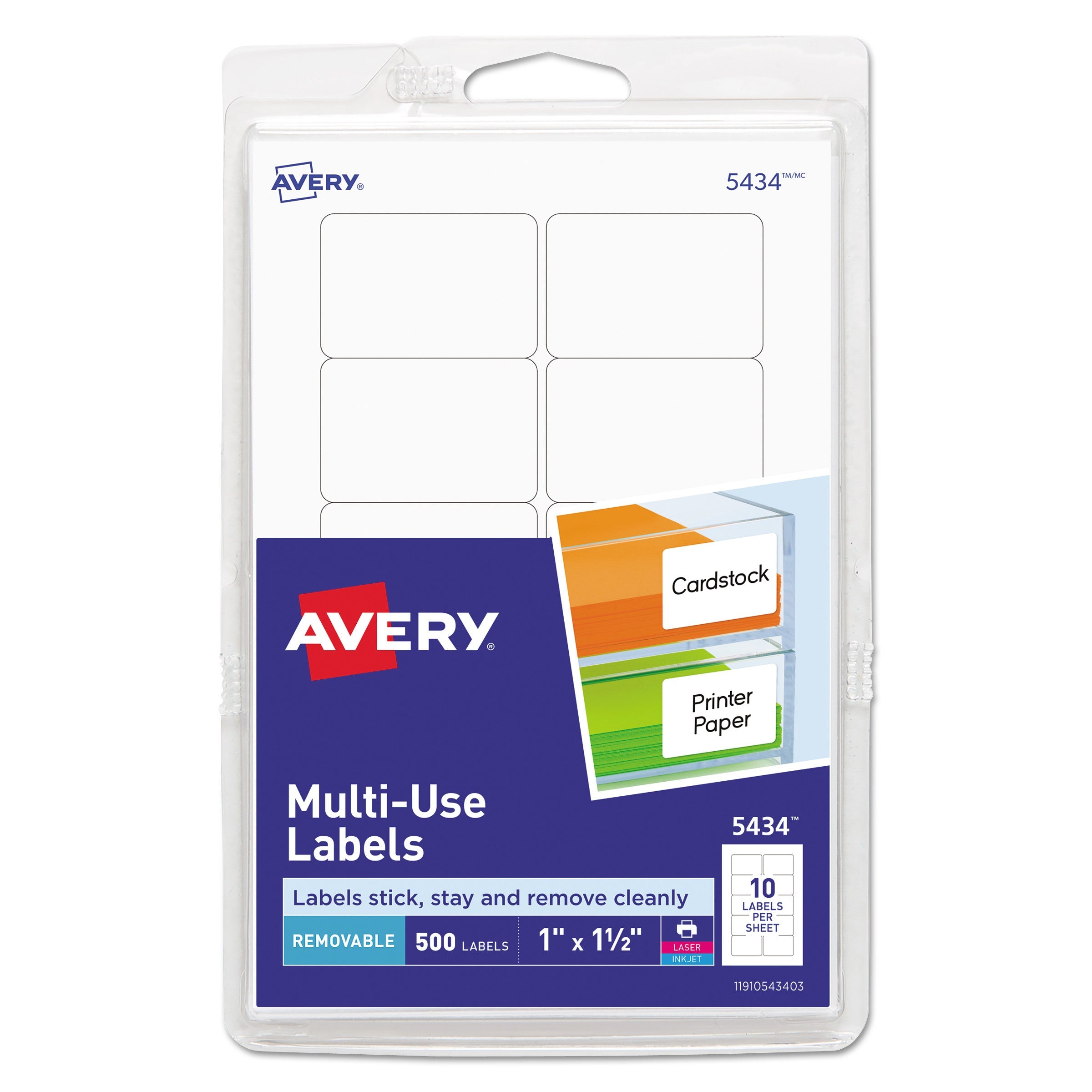 Removable Multi-Use Labels | 1x1.5 White | 500/pk