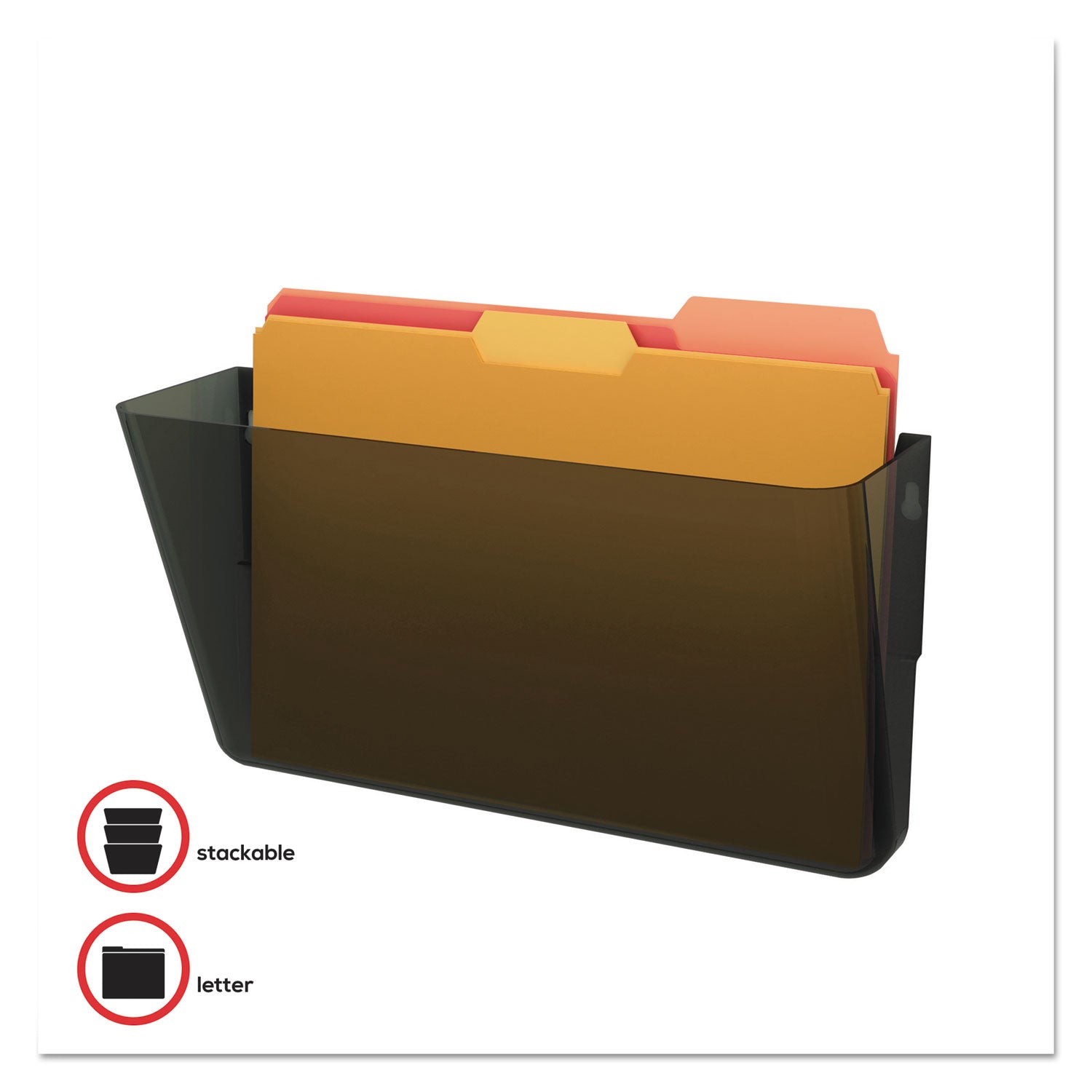 deflecto® DocuPocket Stackable Wall Pocket, Letter Size, 13" x 4", Smoke