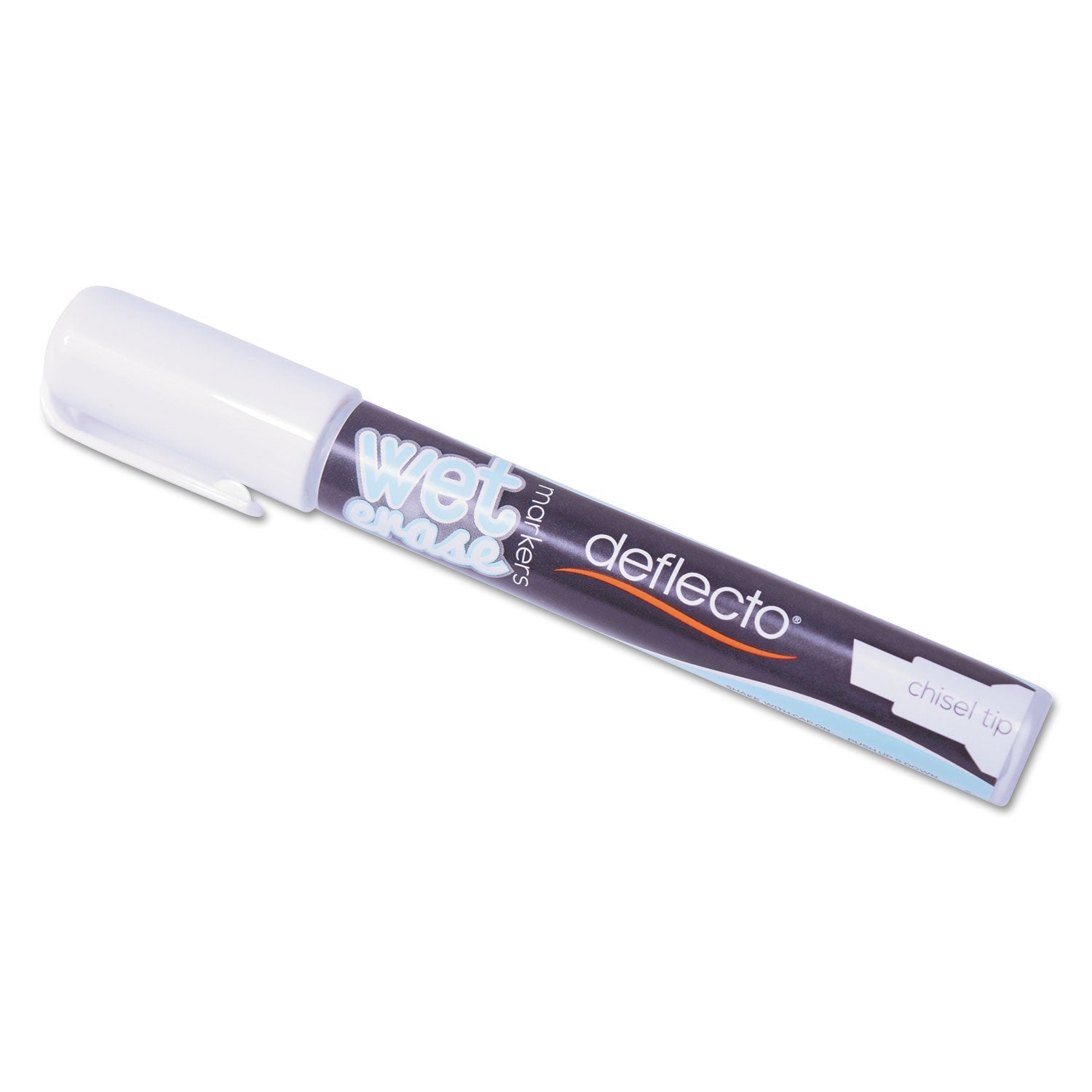 deflecto® Wet Erase Markers, Medium Chisel Tip, White, 4/pack
