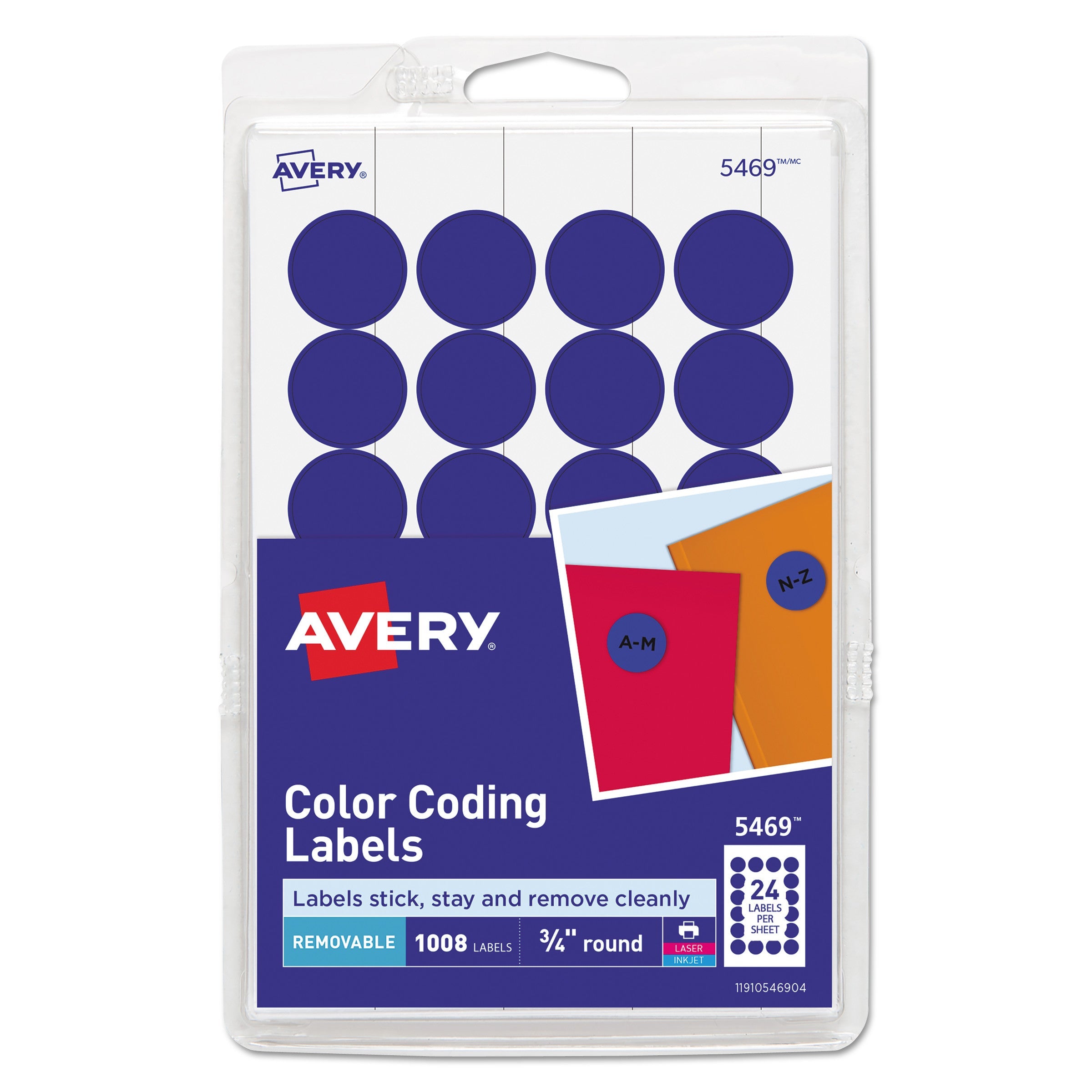 Removable Color-Coding Labels | 0.75" Dark Blue