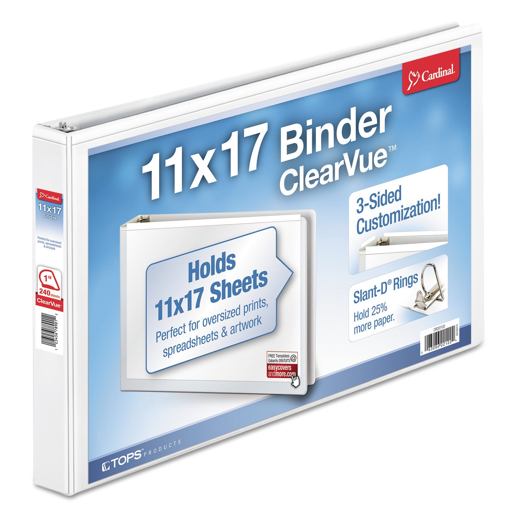 ClearVue Slant-D Ring Binder | 1" 11x17