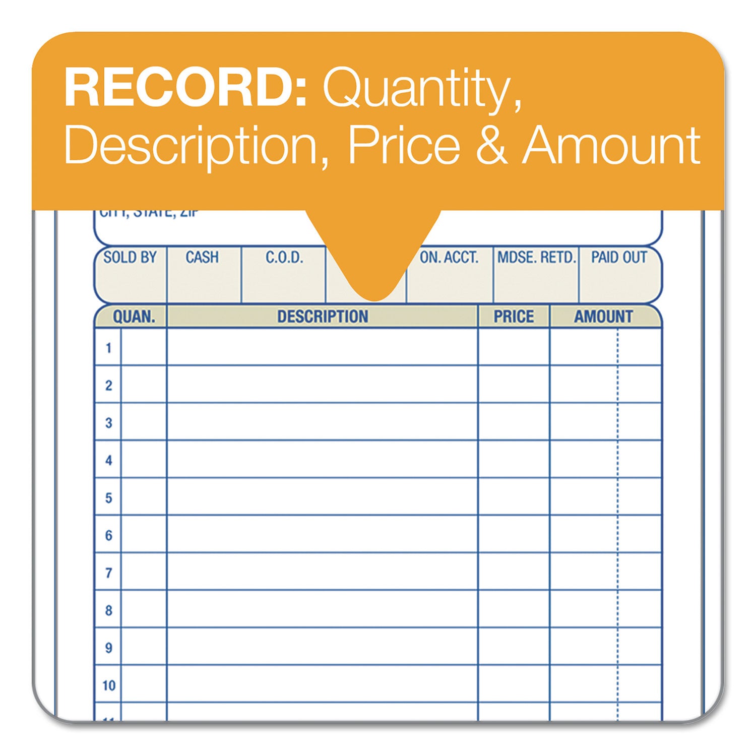 Adams® Multipart Sales Order Pad, Three-Part Carbonless, 3.25 x 7.13, 50 Forms Total