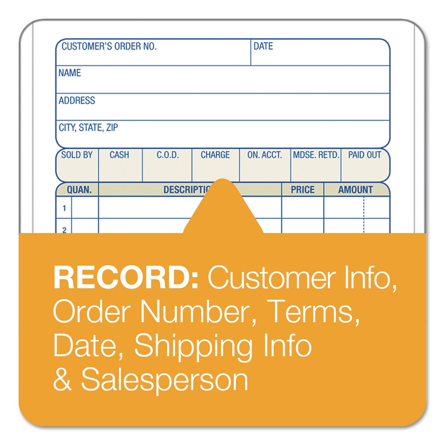 Adams® Multipart Sales Order Pad, Three-Part Carbonless, 4.19 x 6.69, 50 Forms Total