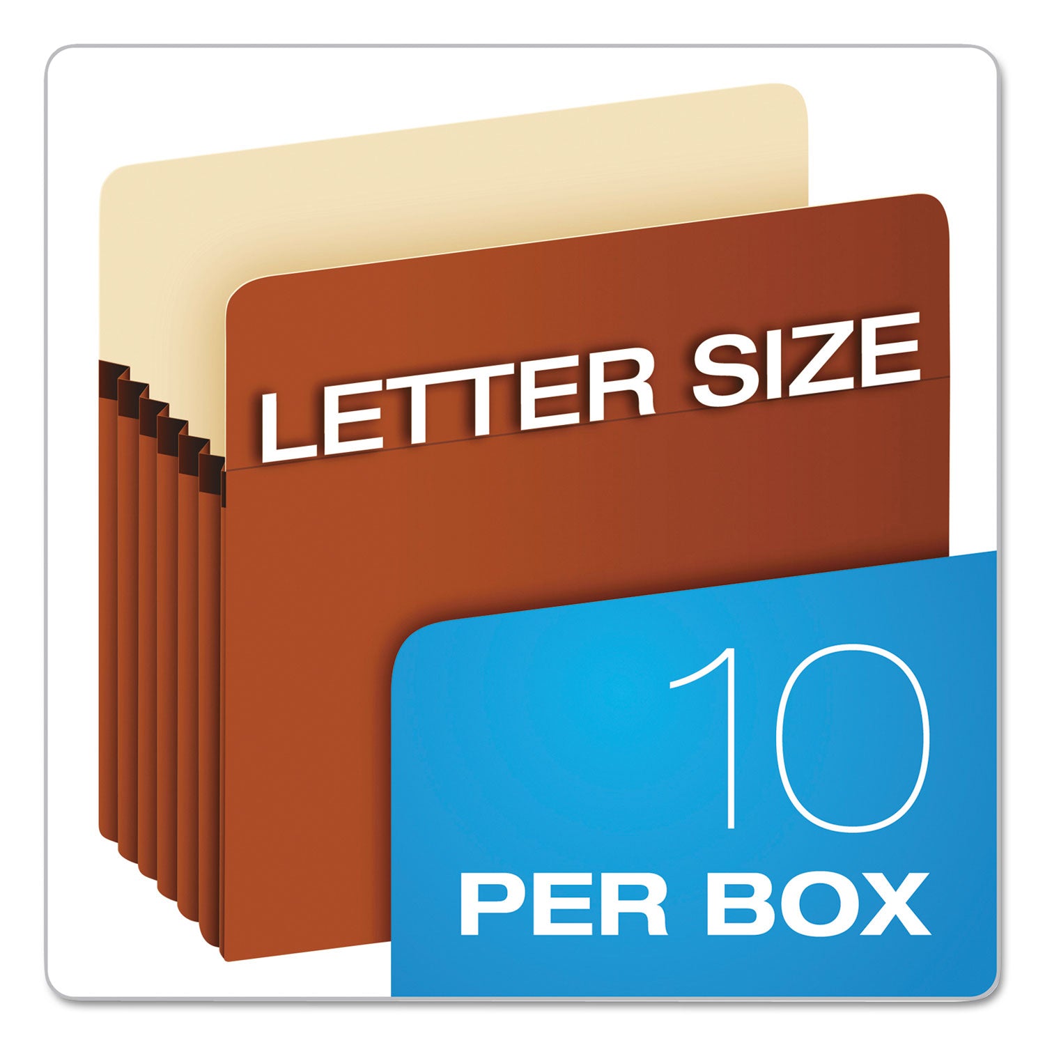 Pendaflex® Standard Expanding File Pockets, 5.25" Expansion, Letter Size, Redrope, 10/Box