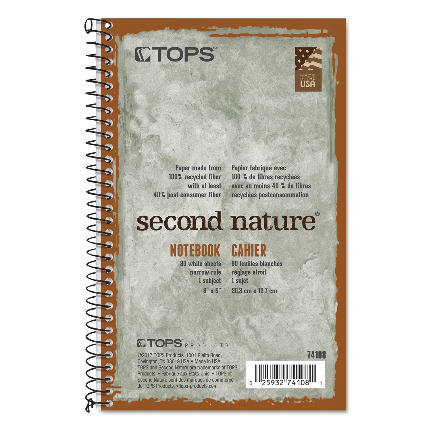 Second Nature Wirebound Notebook | Narrow, 80-Sheet