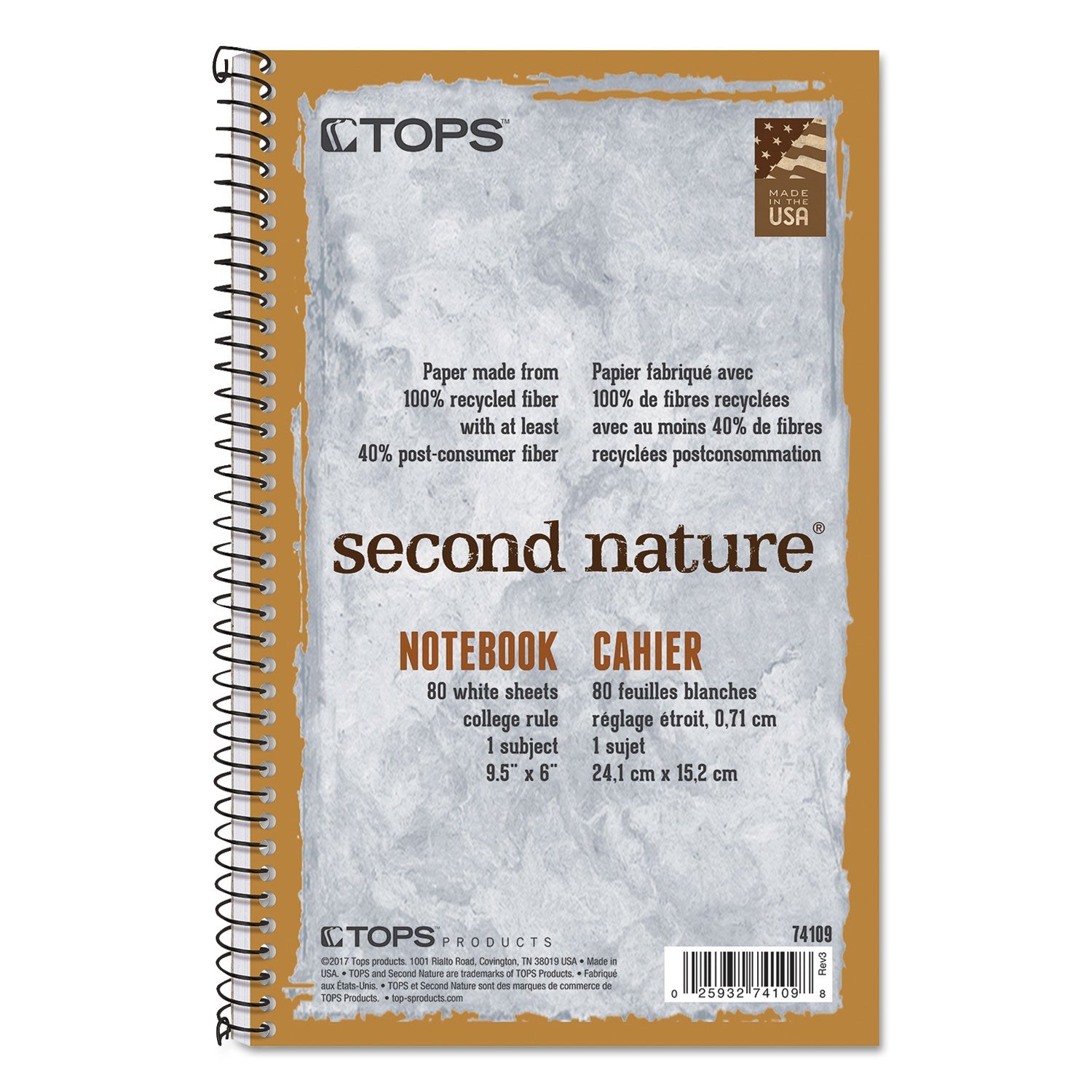 Second Nature Wirebound Notebook | College, 80-Sheet