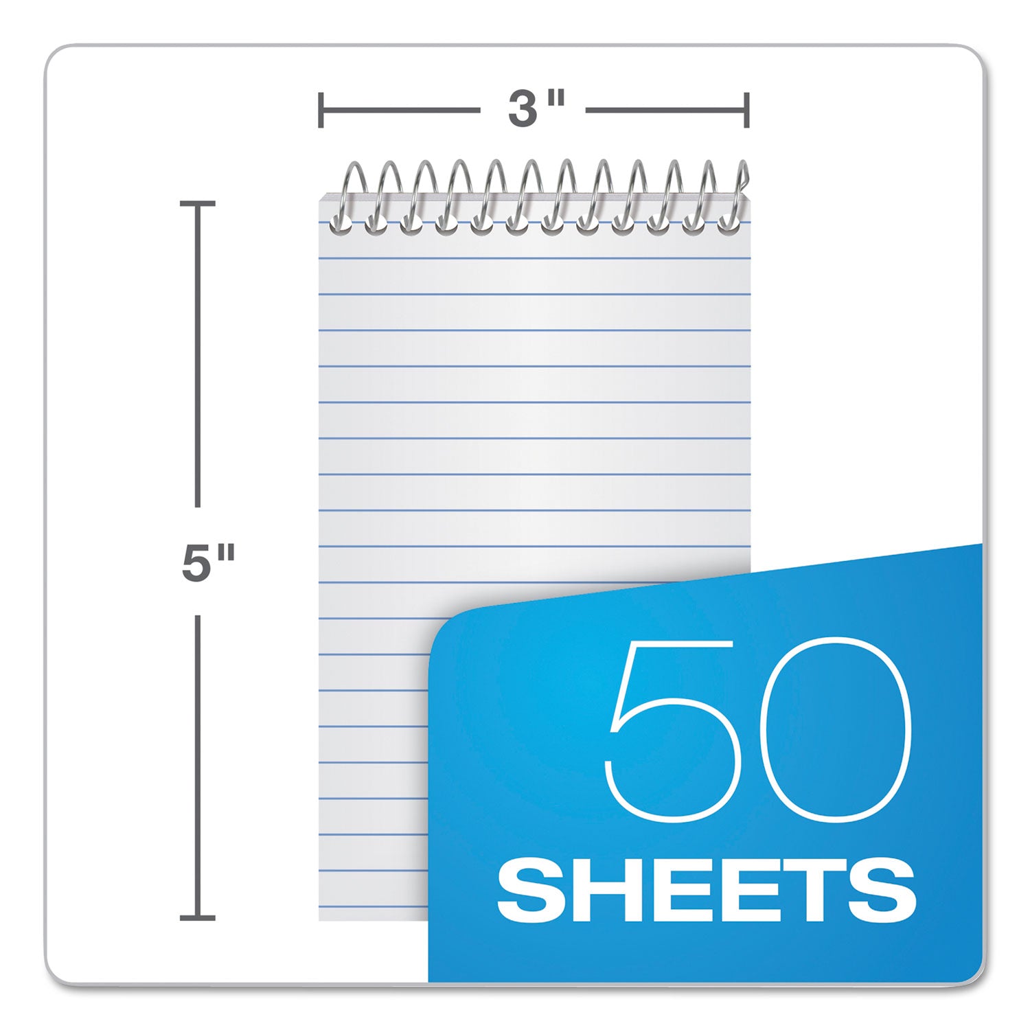 TOPS™ Second Nature Wirebound Notepads, Narrow Rule, Randomly Assorted Cover Colors, 50 White 3 X 5 Sheets