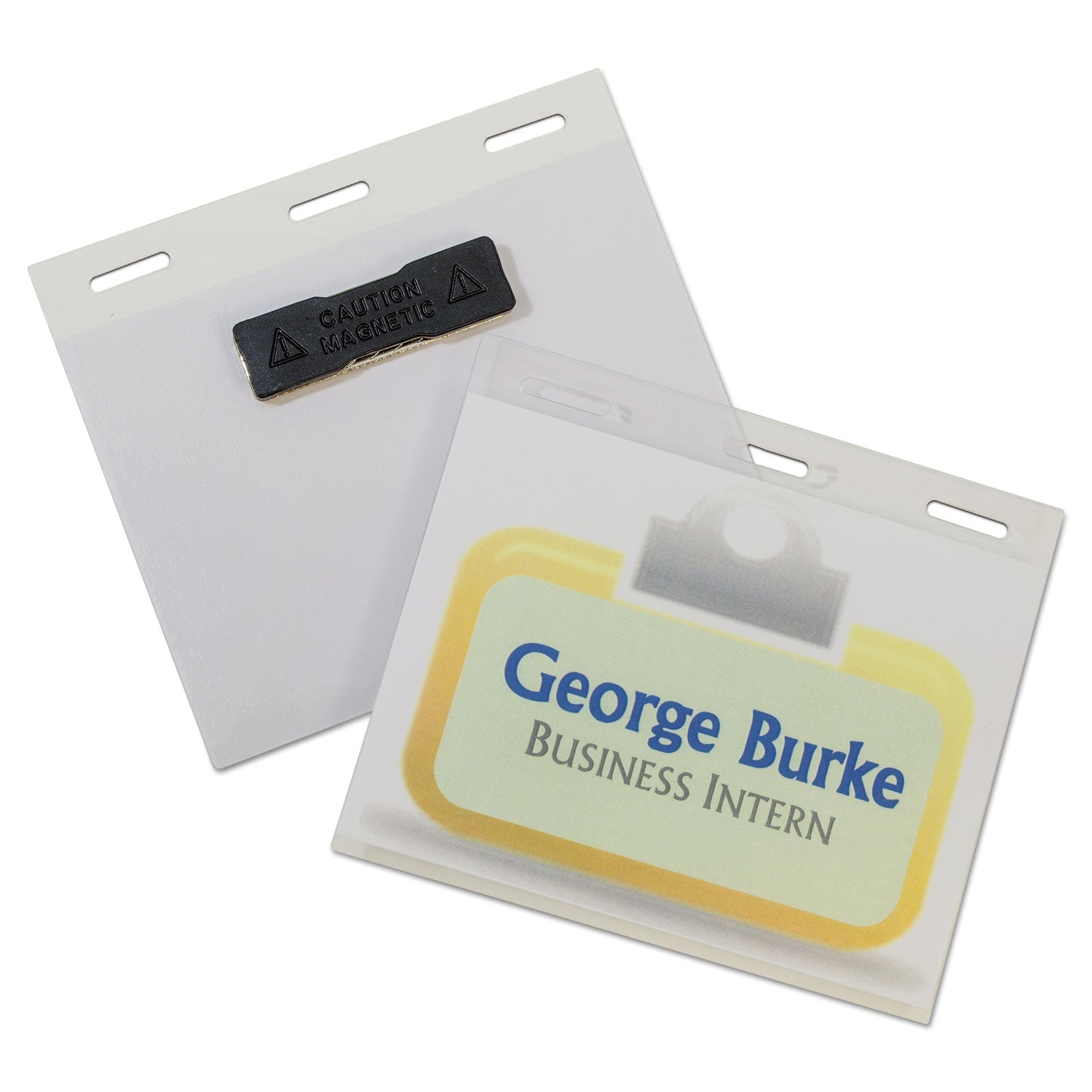 C-Line® Self-Laminating Magnetic Style Name Badge Holder Kit, 3" X 4", Clear, 20/box