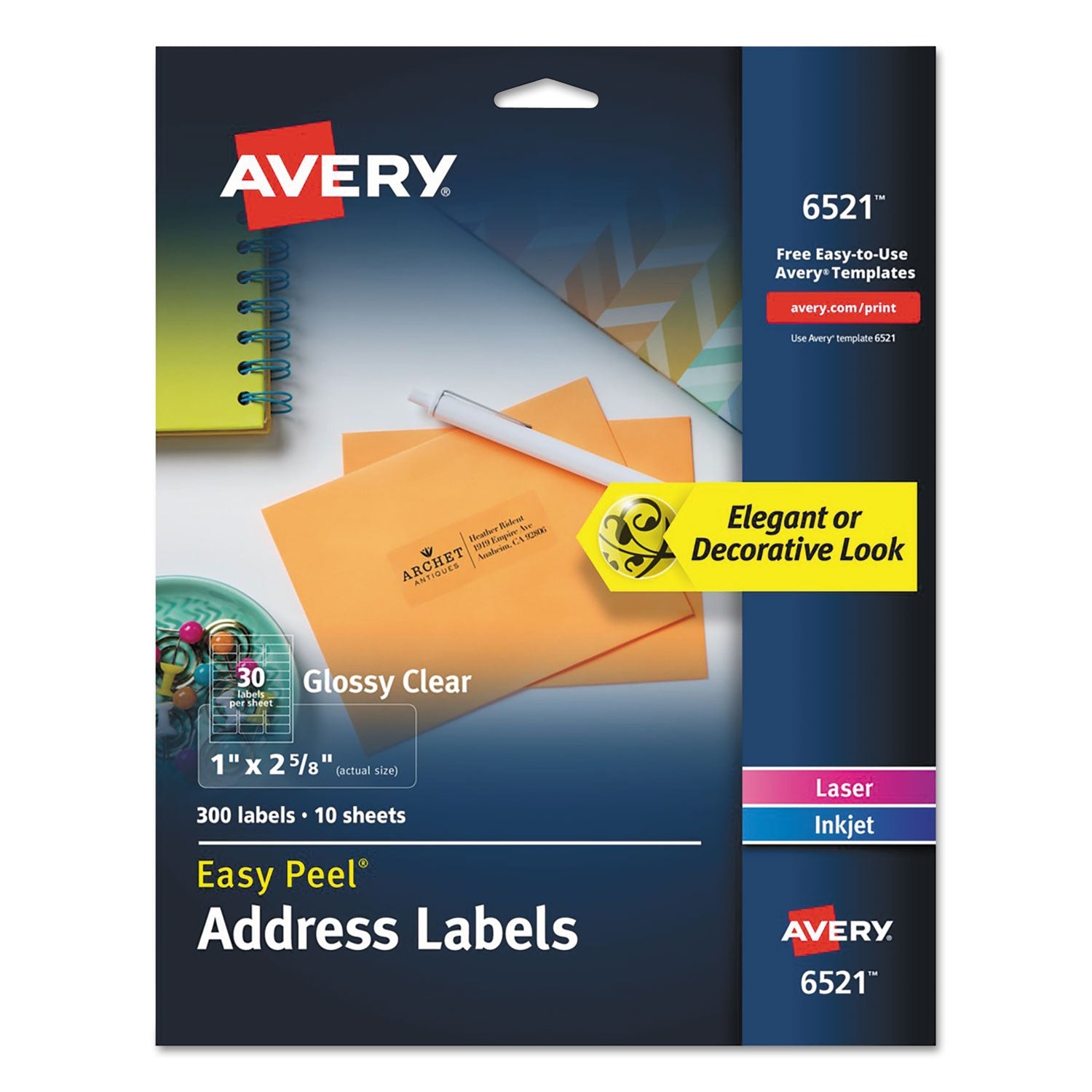 Avery Glossy Clear Mailing Labels | Inkjet/Laser