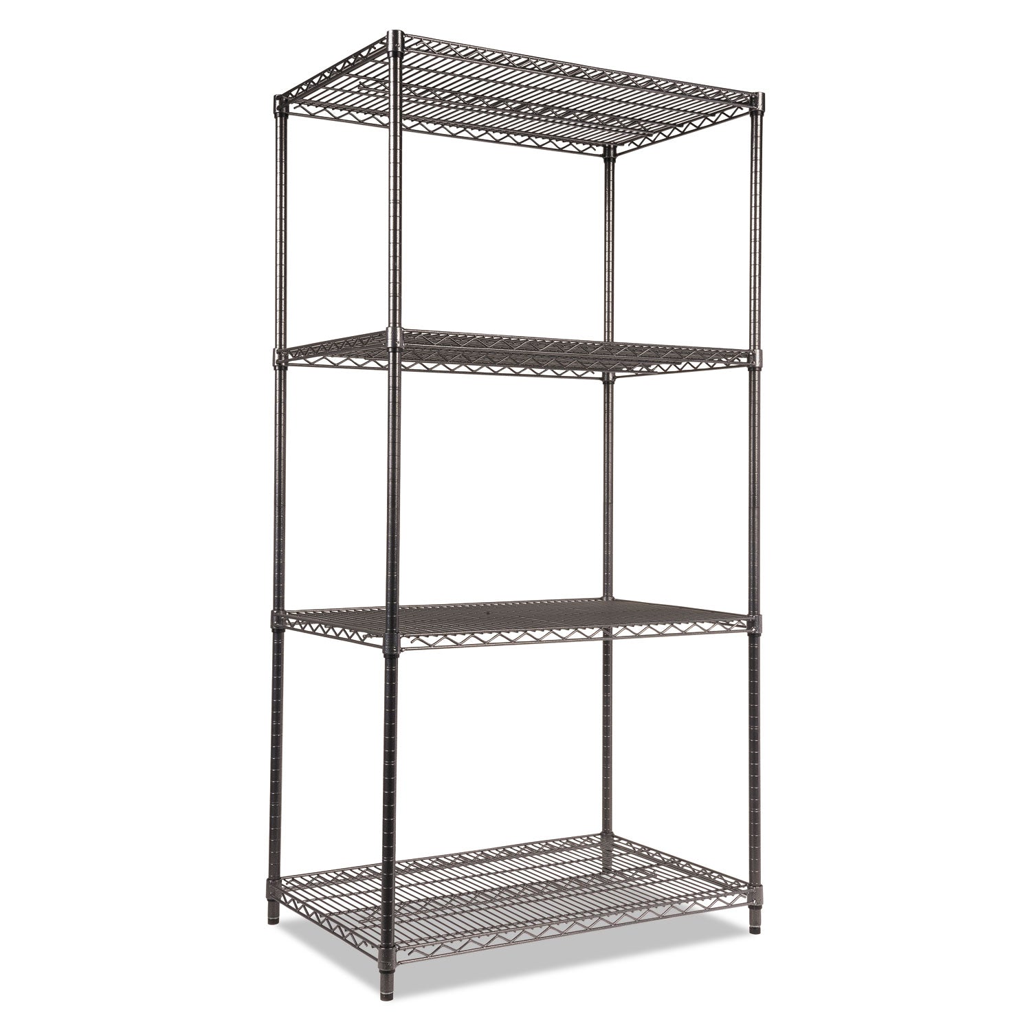 Alera® Wire Shelving Starter Kit, Four-Shelf, 36w X 24d X 72h, Black Anthracite