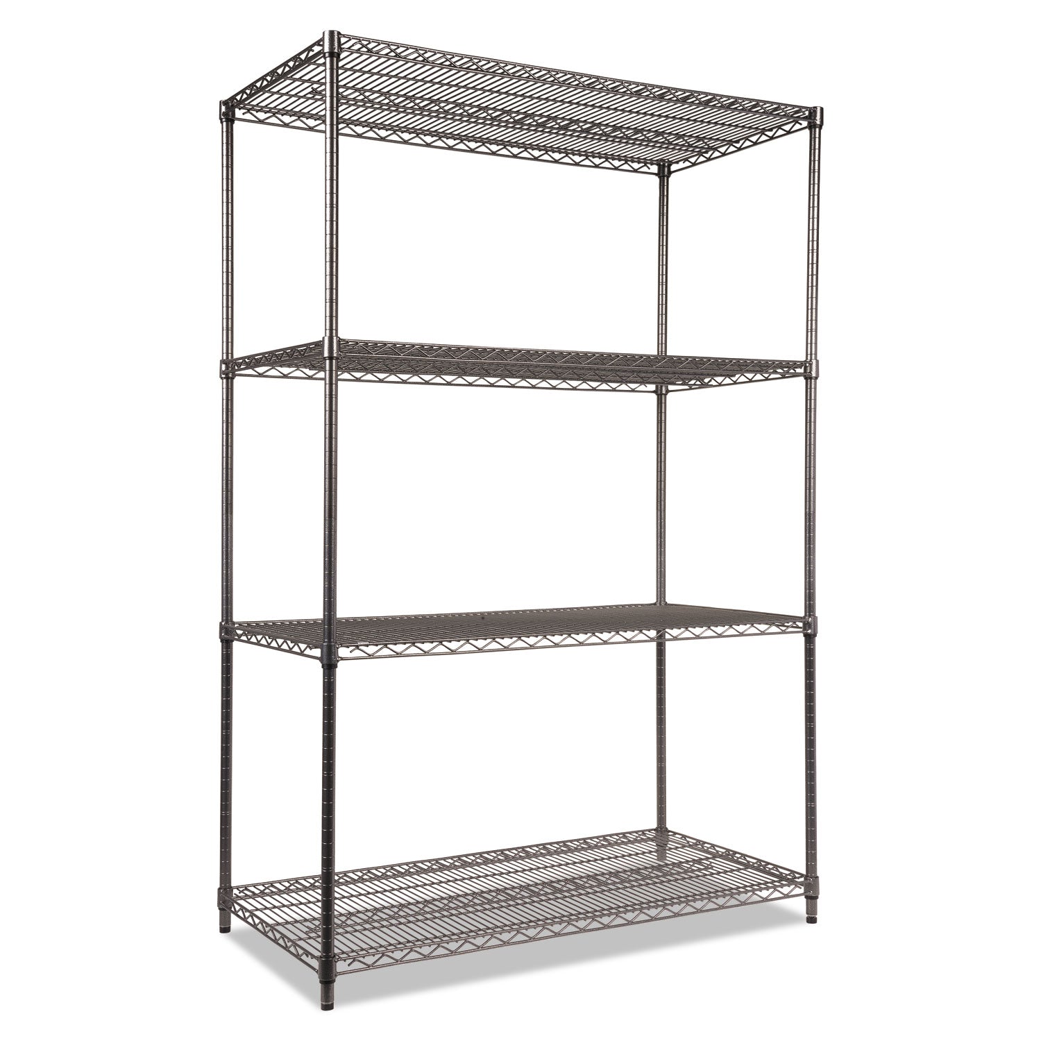 Alera® Wire Shelving Starter Kit, Four-Shelf, 48w X 24d X 72h, Black Anthracite