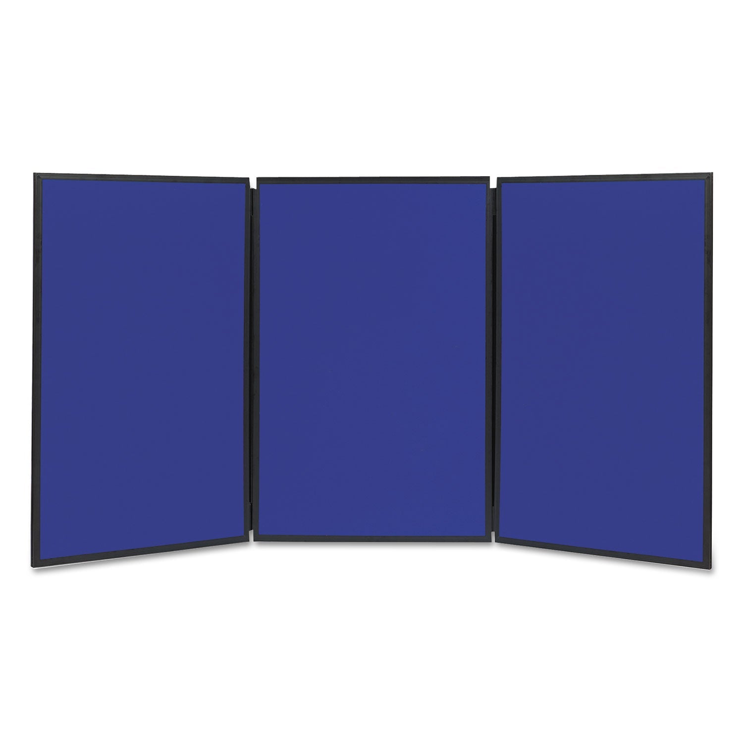 Quartet® Show-It! Three-Panel Display System, 72" x 36", Blue/Gray Surface, Black PVC Frame