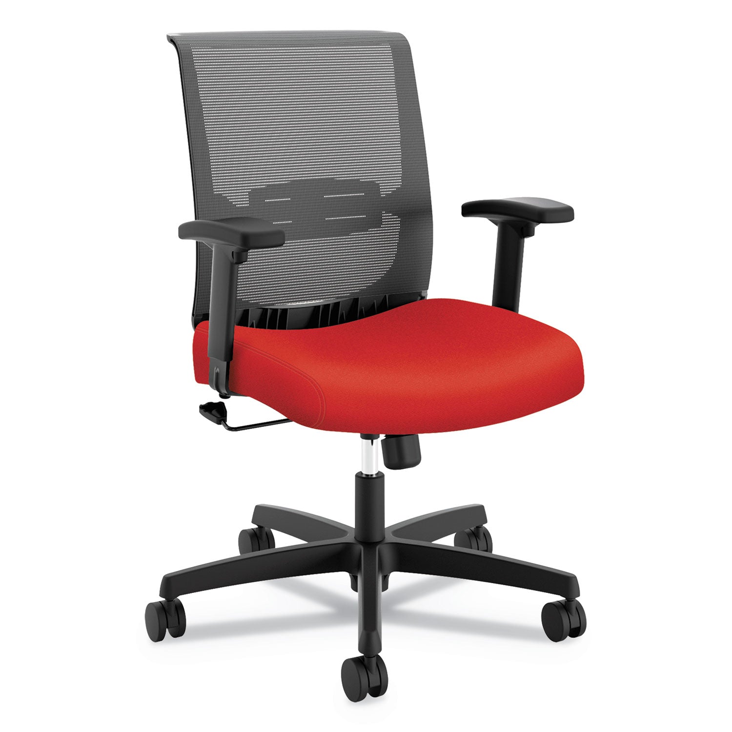 HON® Convergence Mid-Back Task Chair, Swivel-Tilt, Supports Up To 275 Lb, 16.5" To 21" Seat Height, Red Seat, Black Back/base