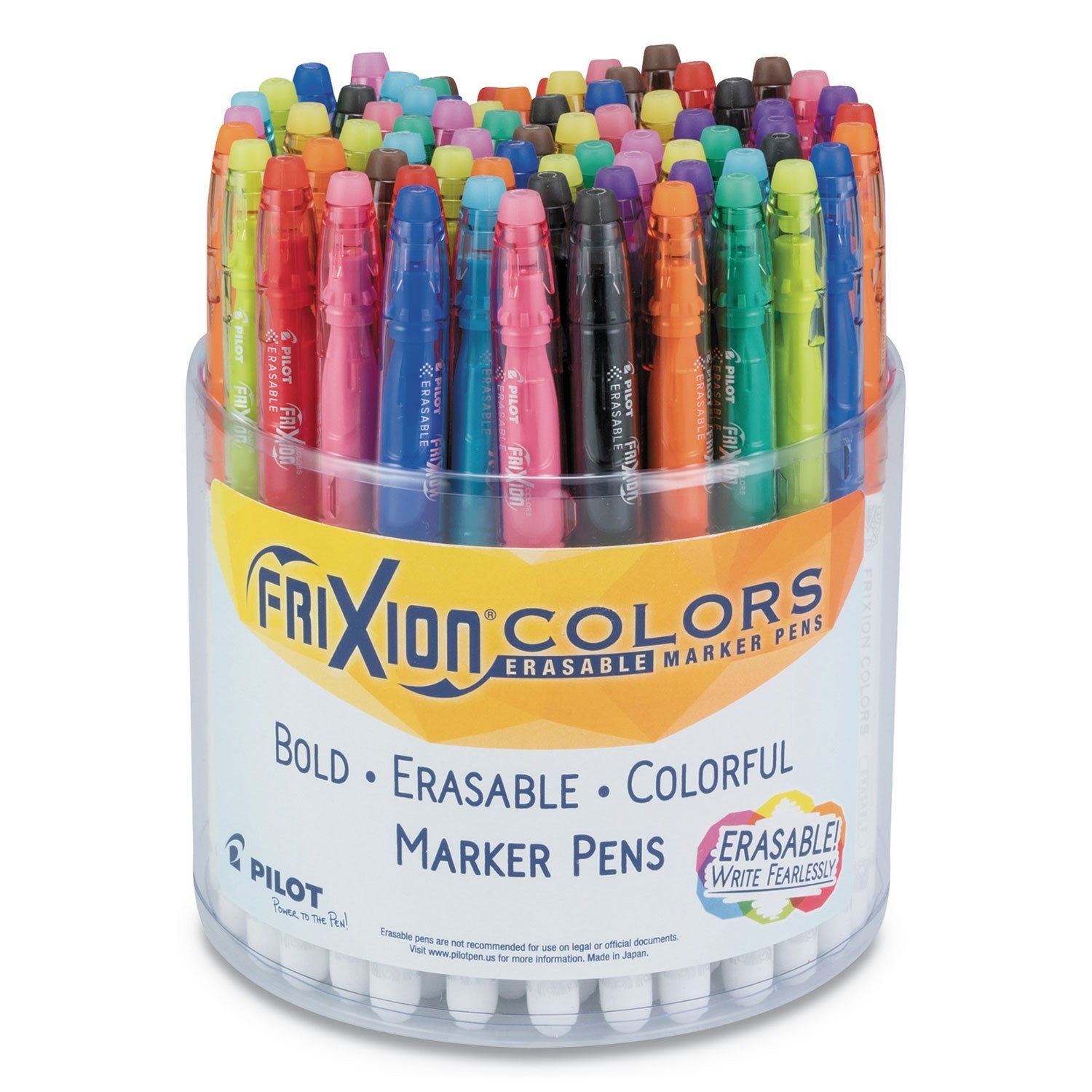 Pilot® FriXion Colors Erasable Porous Point Pen, Stick, Bold 2.5 mm, Assorted Ink and Barrel Colors, 72/Pack