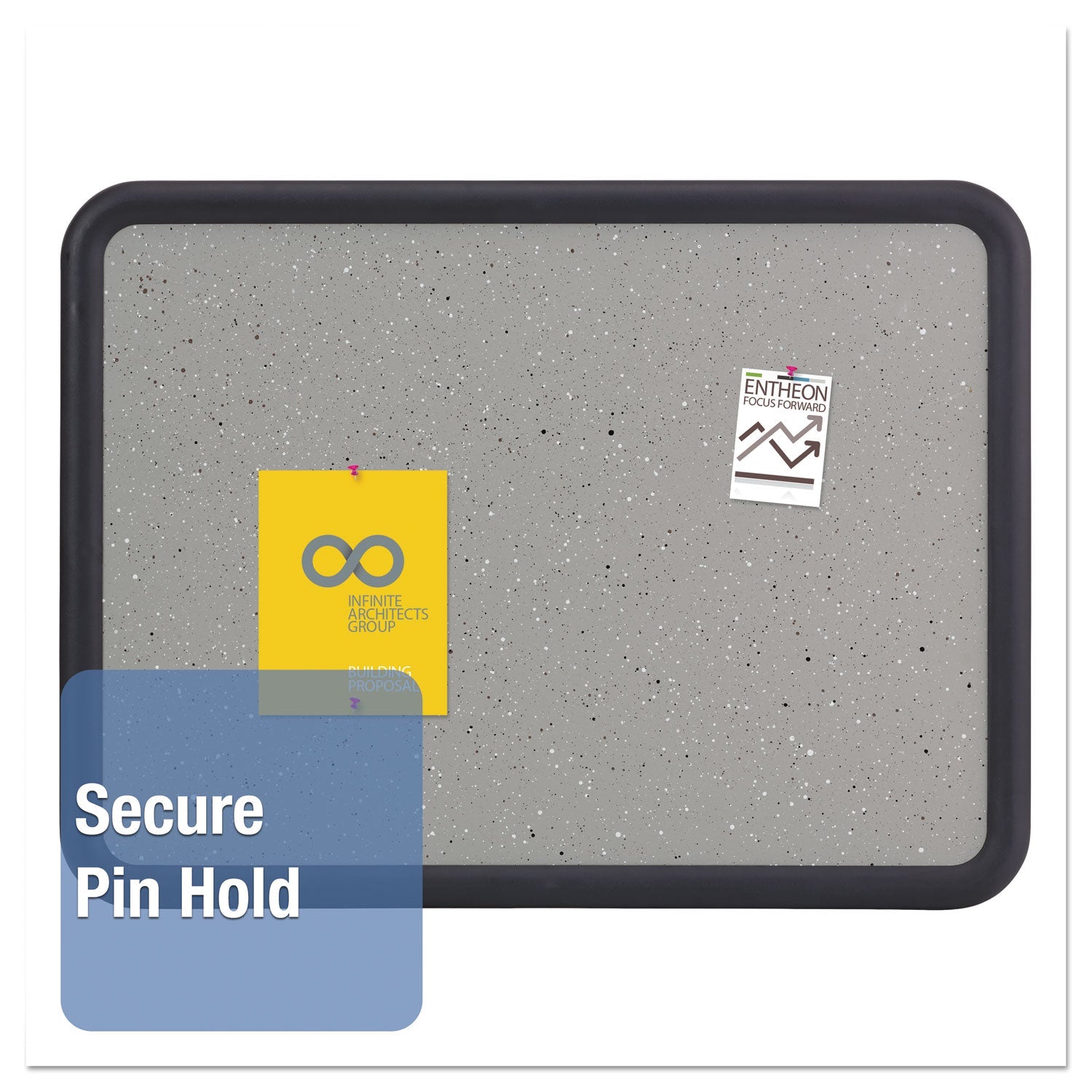 Quartet® Contour Granite Board, 36" x 24", Granite Gray Surface, Black Plastic Frame