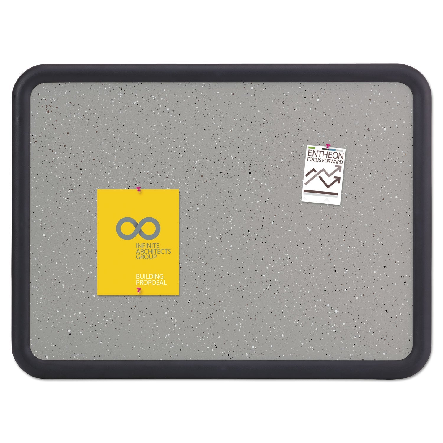 Quartet® Contour Granite Board, 48" x 36", Granite Gray Surface, Black Plastic Frame