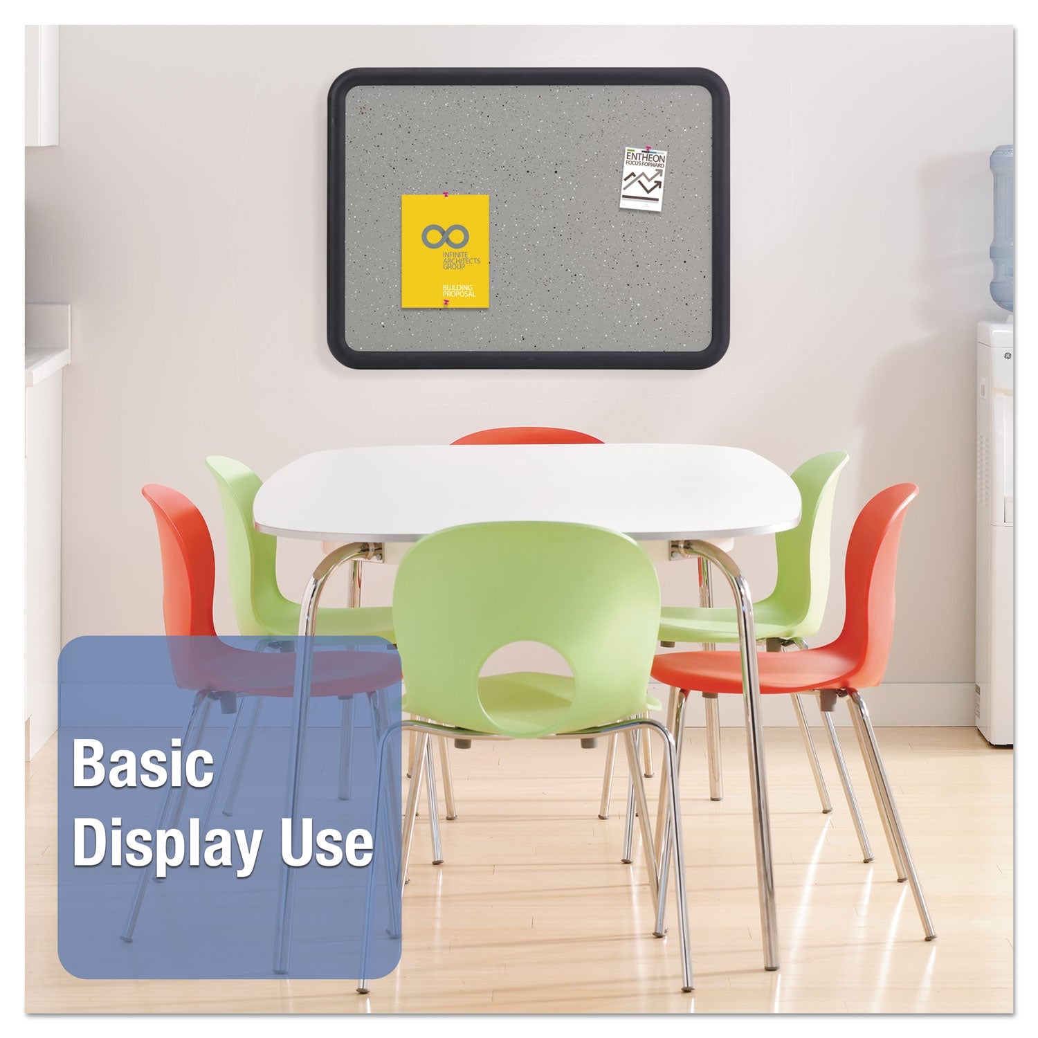 Quartet® Contour Granite Board, 36" x 24", Granite Gray Surface, Black Plastic Frame